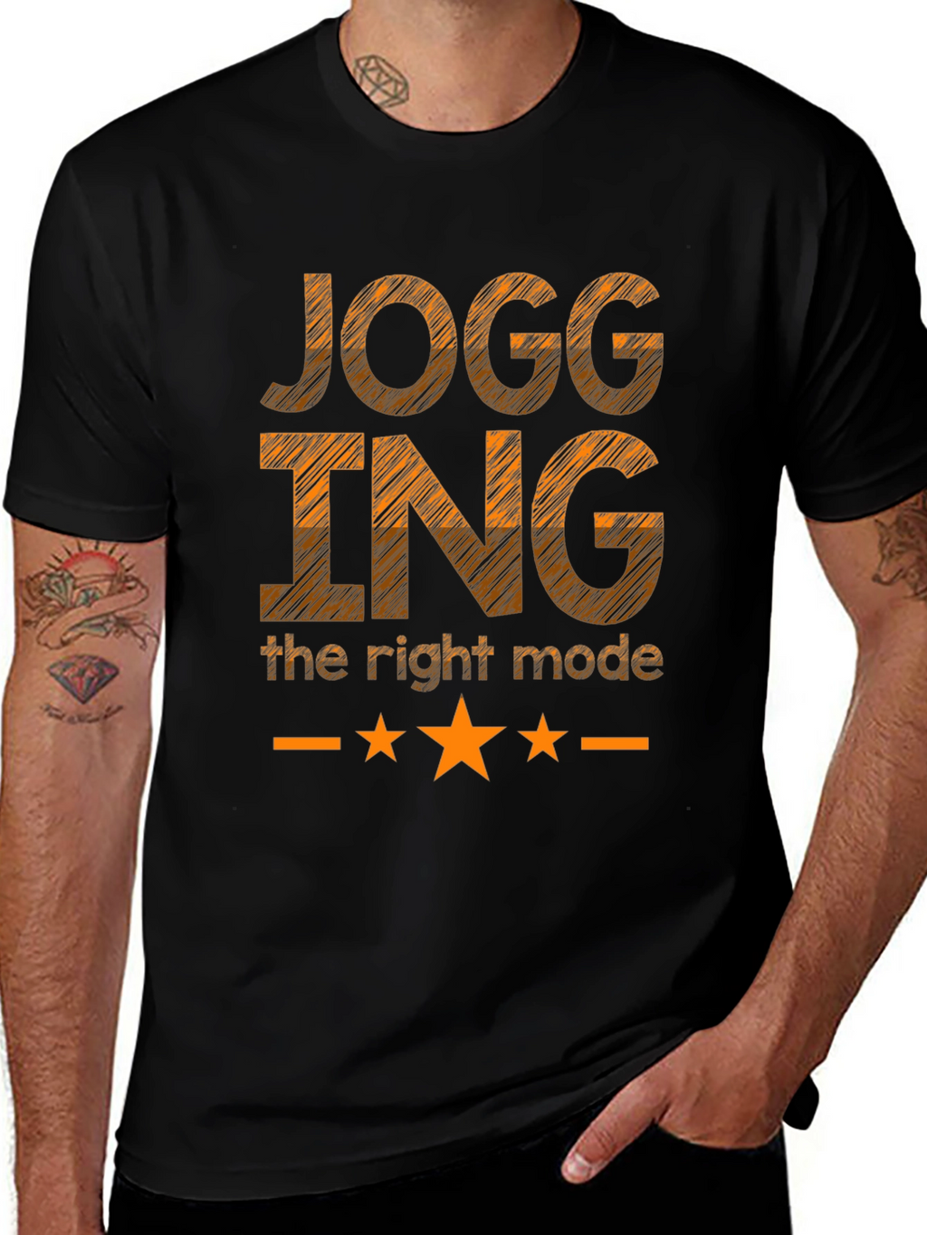 Jogging - The Right Mode Black Graphic T-Shirt