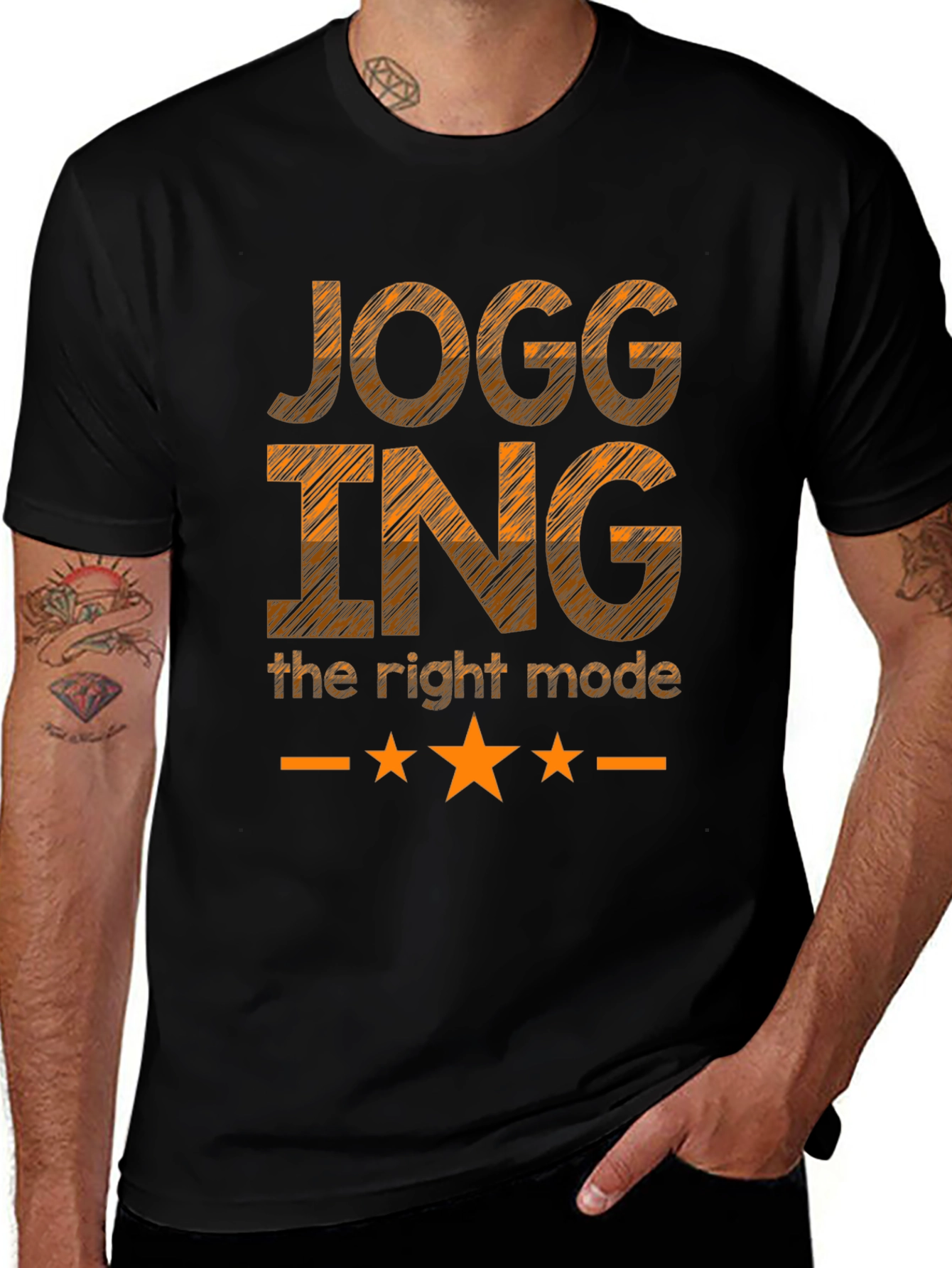 Jogging - The Right Mode Black Graphic T-Shirt