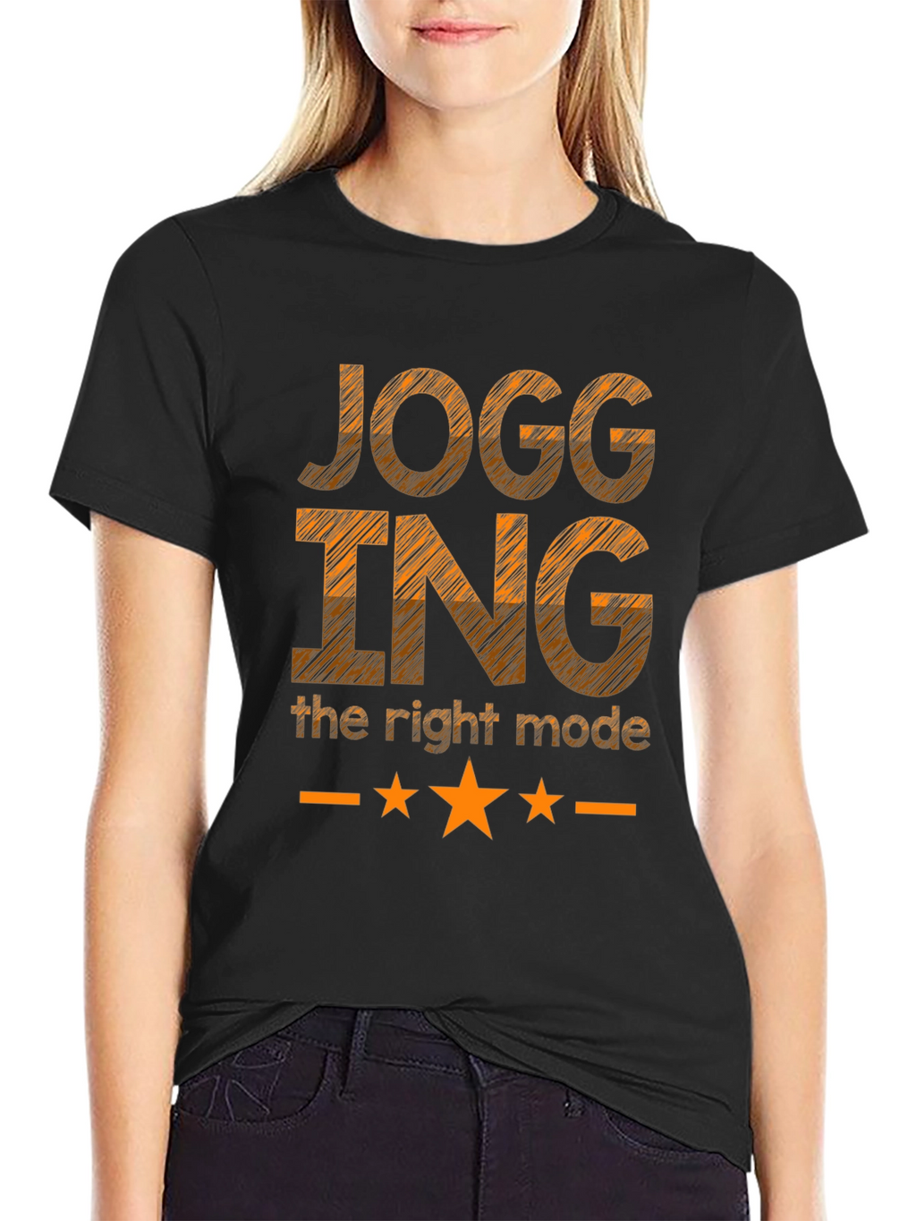Jogging - The Right Mode Black Graphic T-Shirt