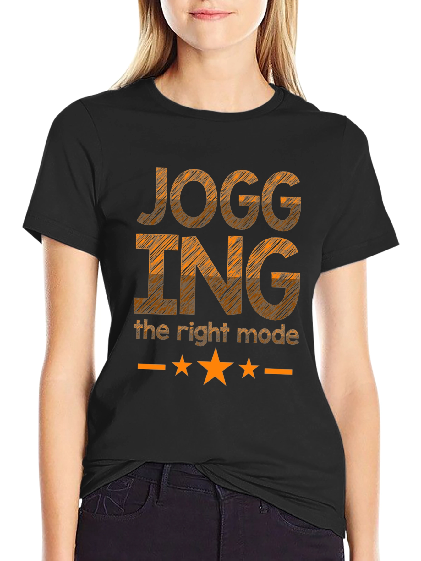 Jogging - The Right Mode Black Graphic T-Shirt
