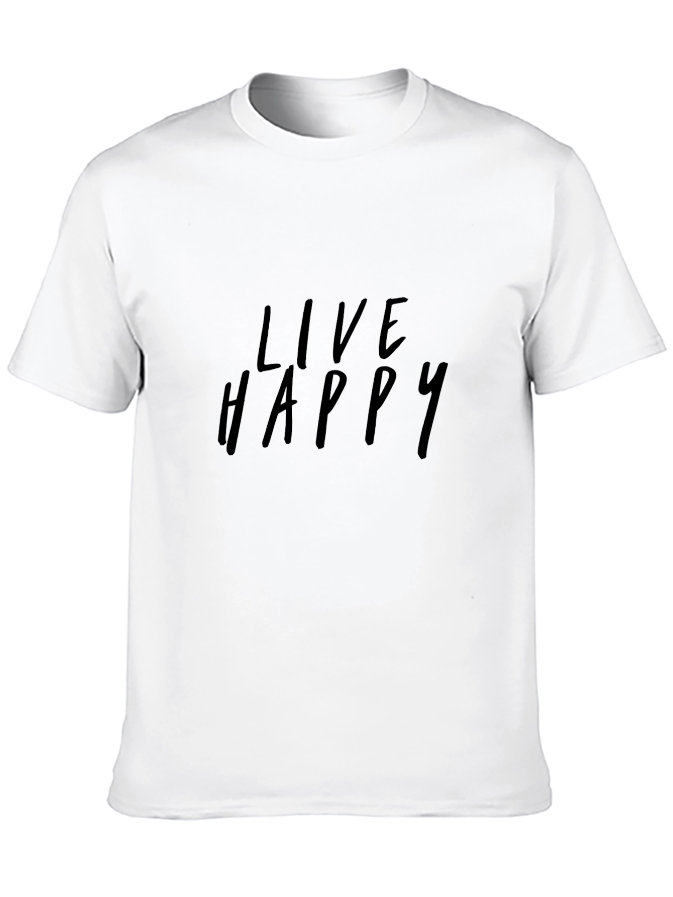 Live Happy Black Graphic Tee - Casual Comfort