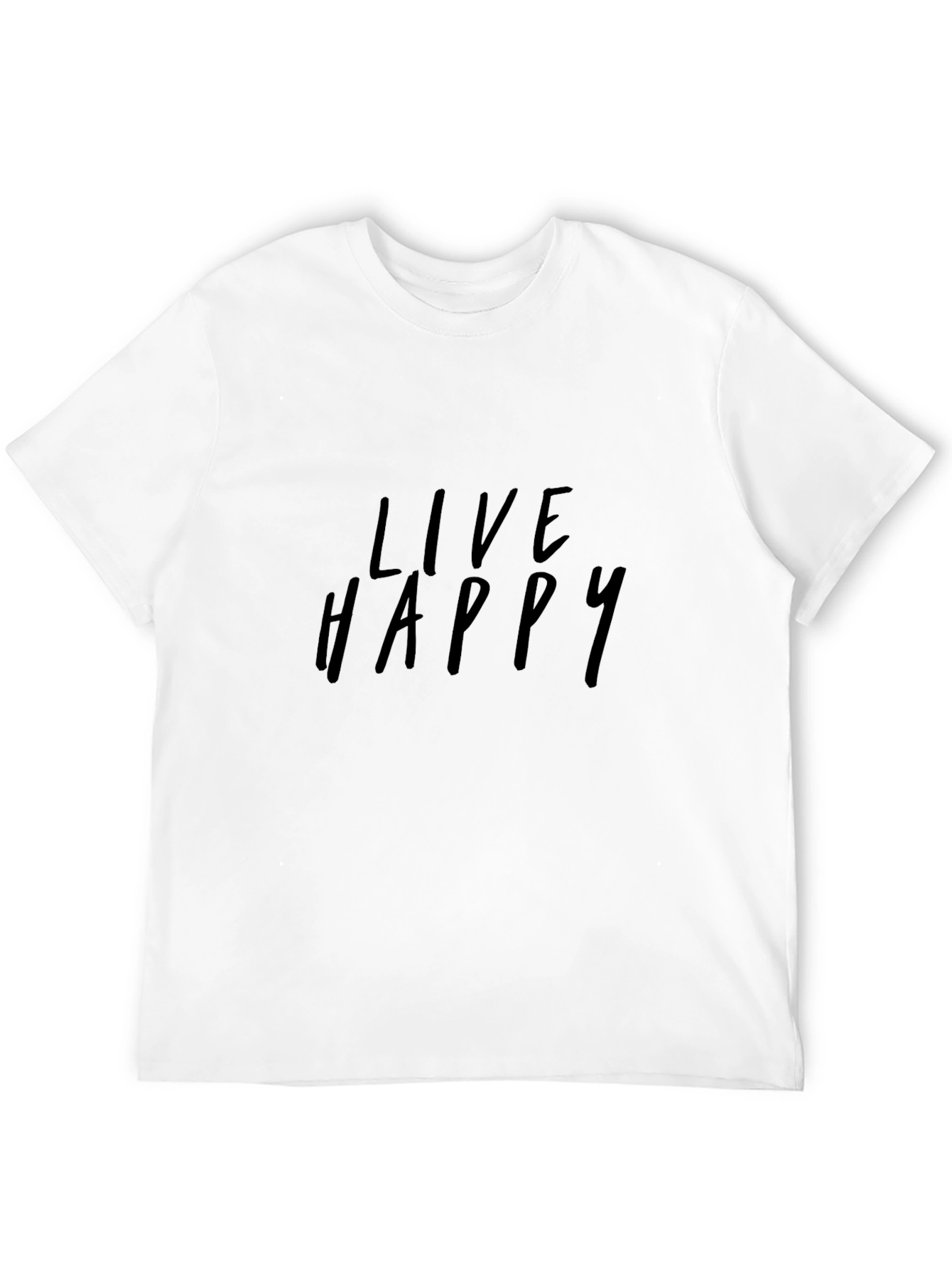 Live Happy Black Graphic Tee - Casual Comfort