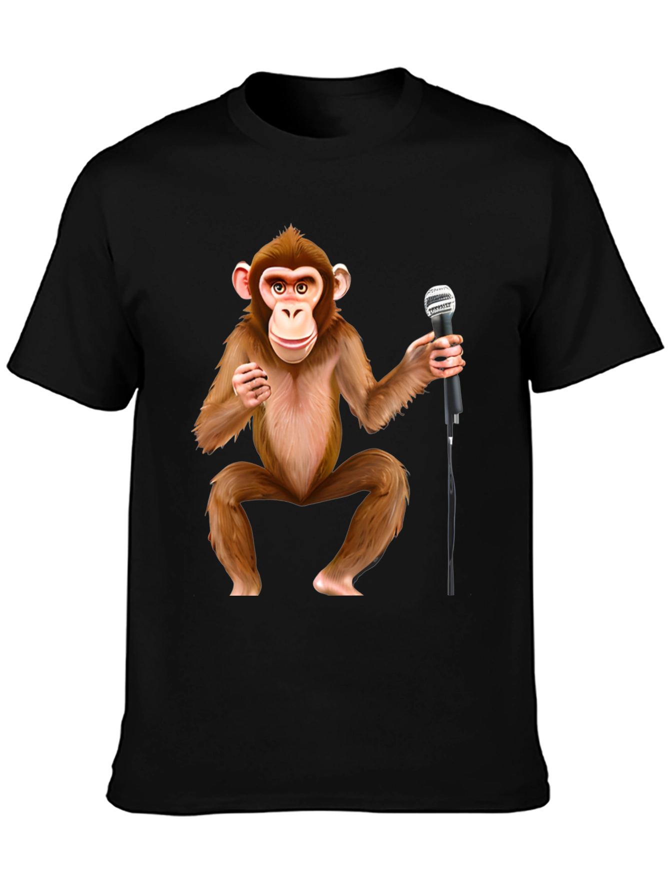 Monkey with Mic Graphic T-Shirt - Stand-Up Comic Style Tee