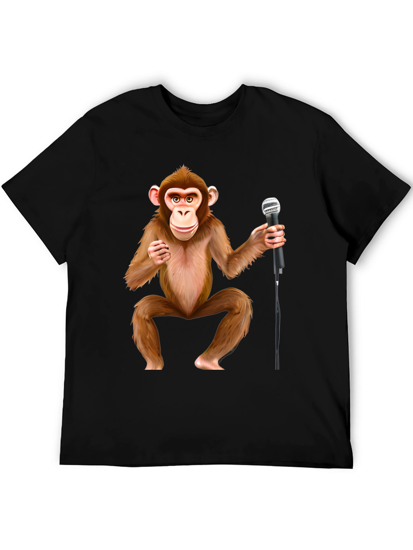 Monkey with Mic Graphic T-Shirt - Stand-Up Comic Style Tee