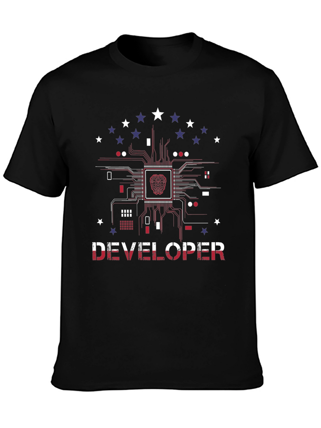 Developer Brain Circuit Board Graphic T-Shirt