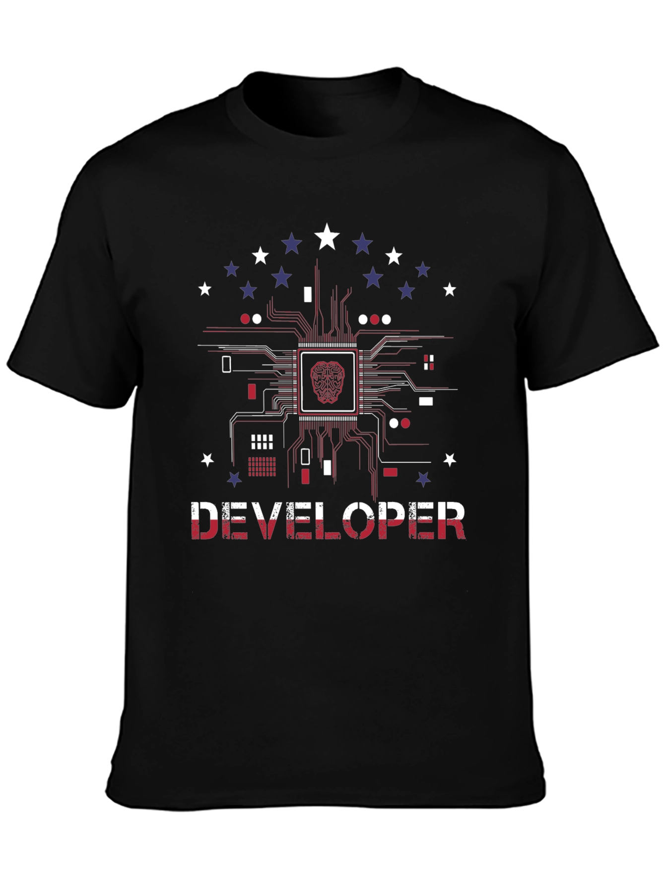 Developer Brain Circuit Board Graphic T-Shirt