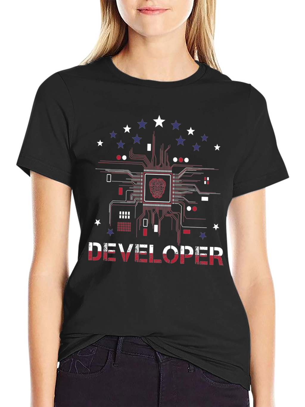 Developer Brain Circuit Board Graphic T-Shirt