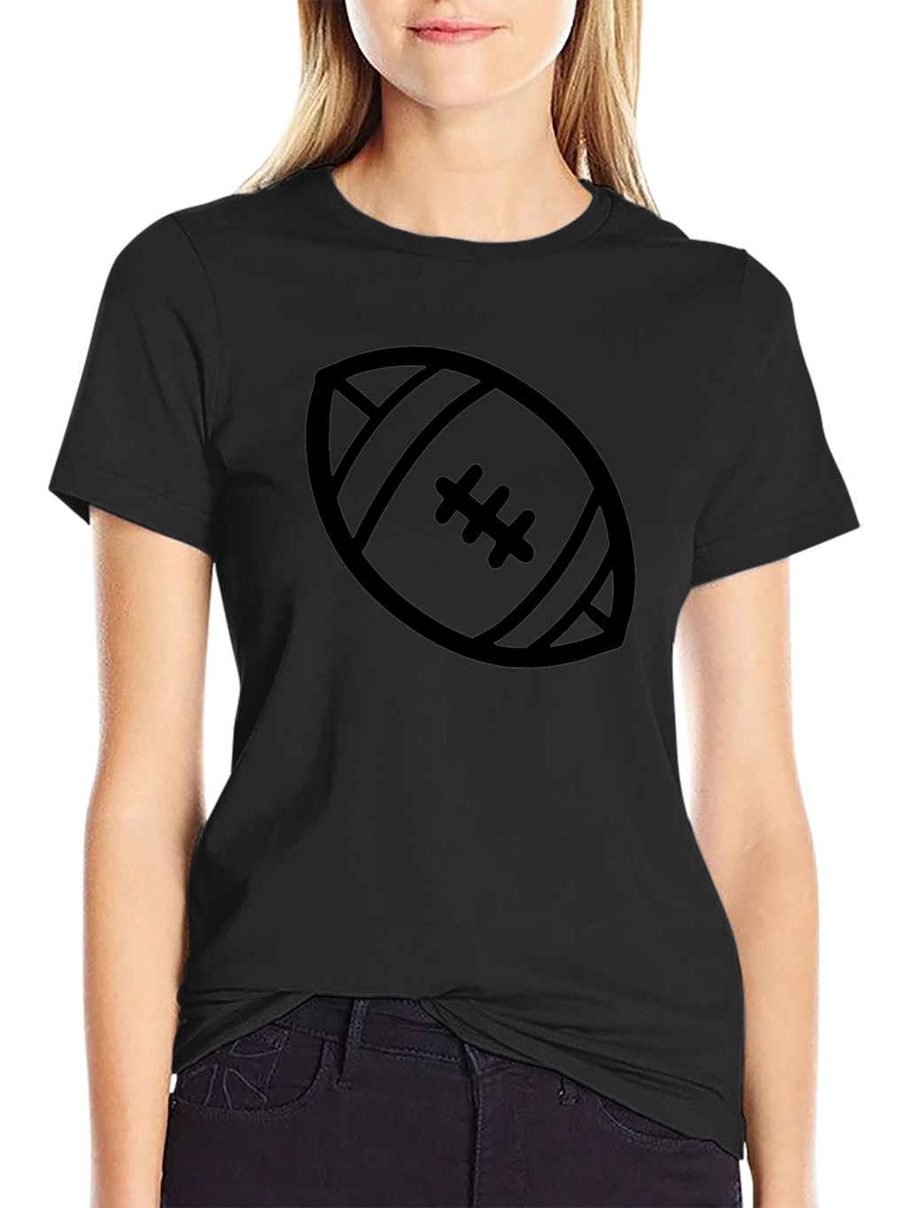 Football Graphic Tee - Black Casual T-Shirt