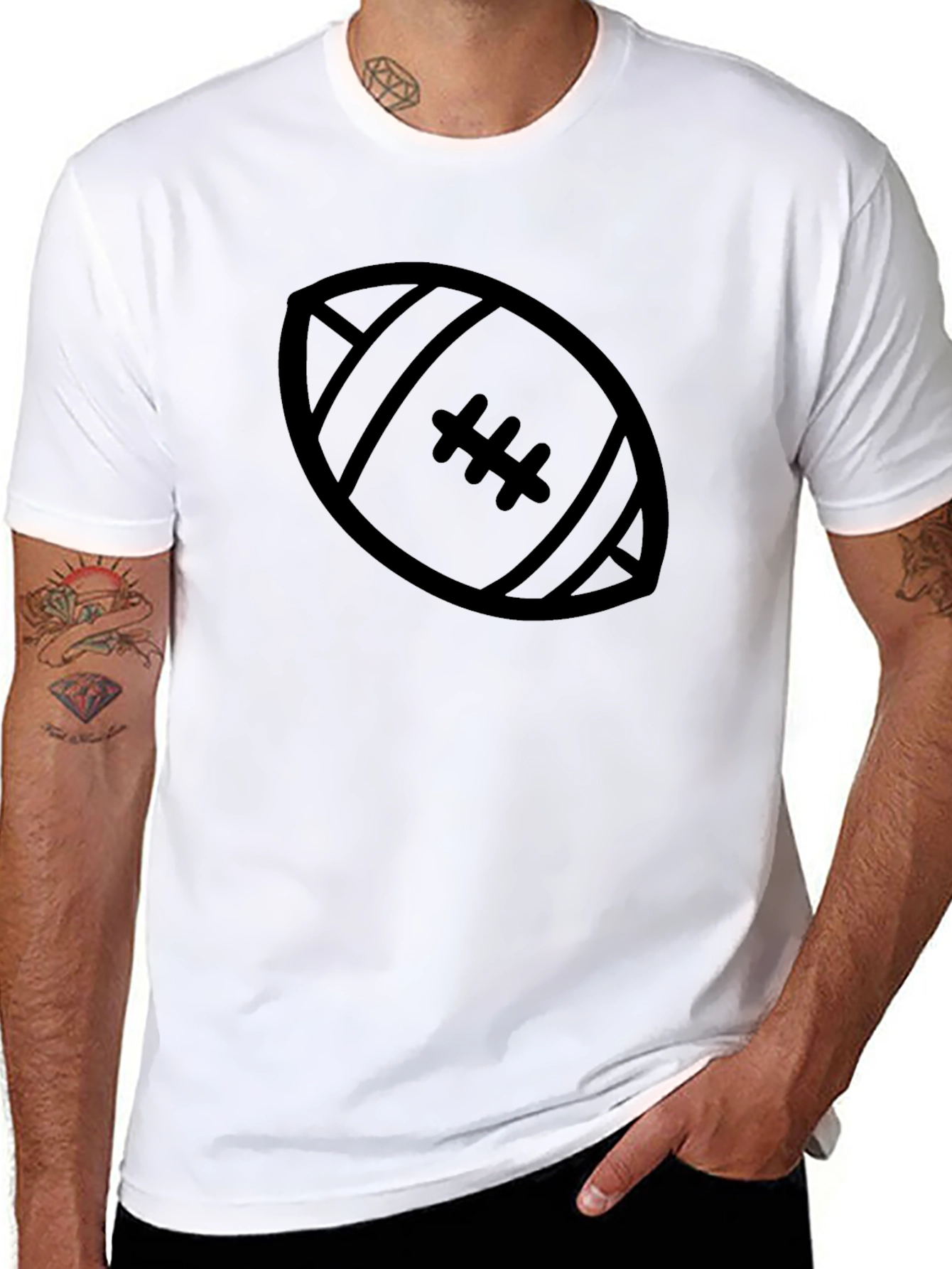 Football Graphic Tee - Black Casual T-Shirt
