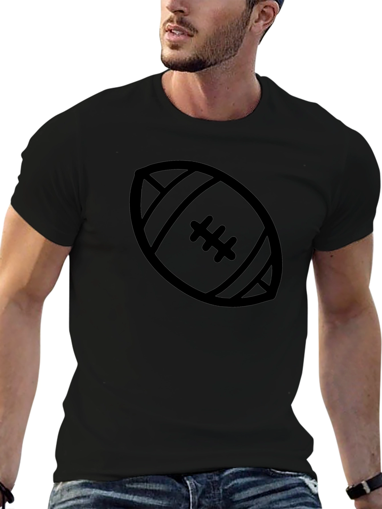 Football Graphic Tee - Black Casual T-Shirt
