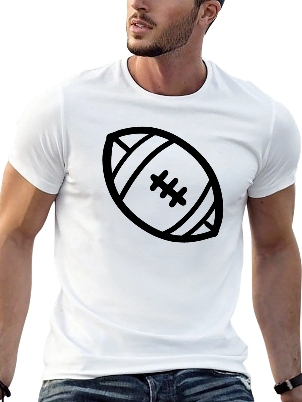 Football Graphic Tee - Black Casual T-Shirt