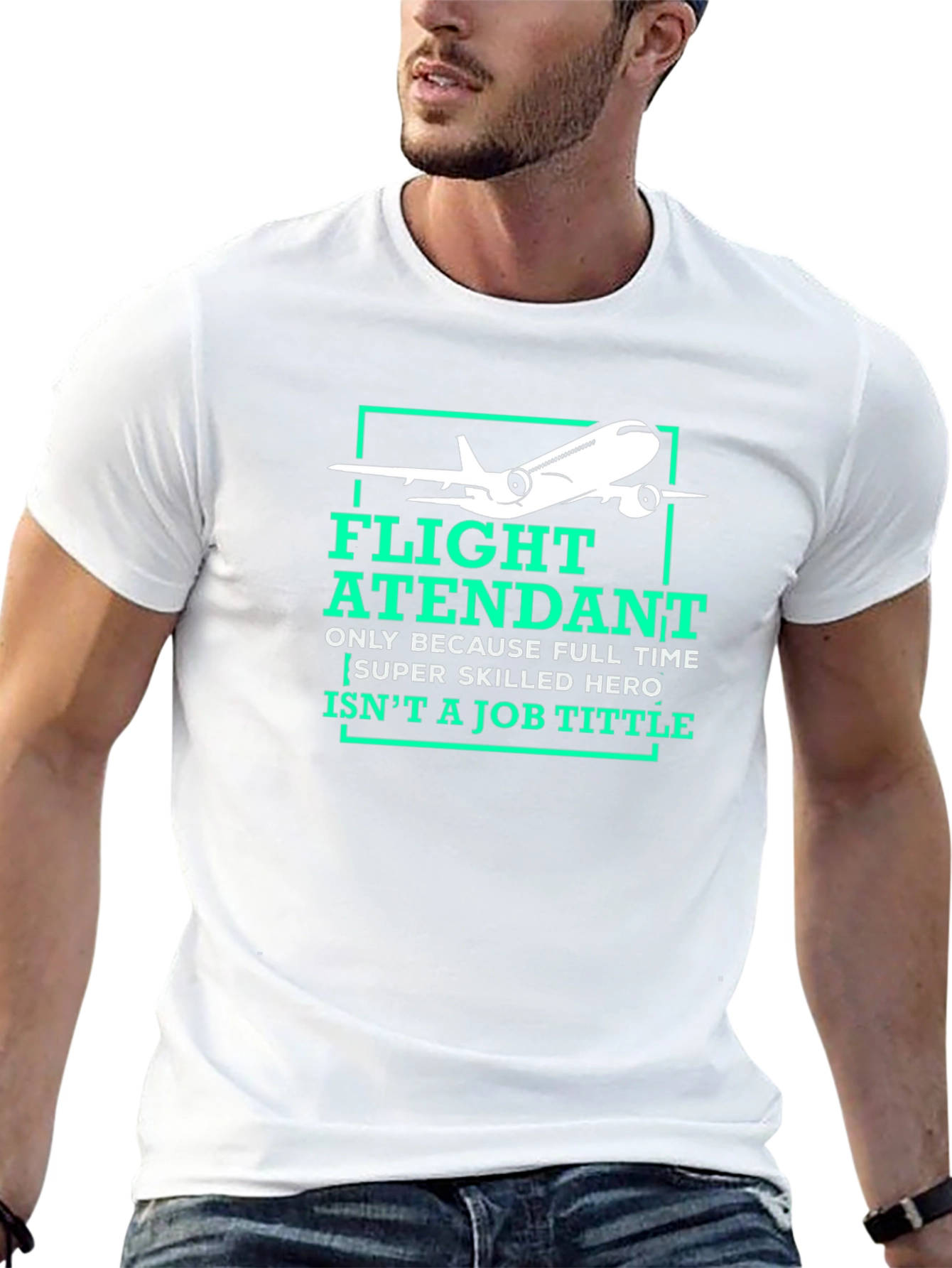 Flight Attendant Graphic Tee - Super Skilled Hero Tittle