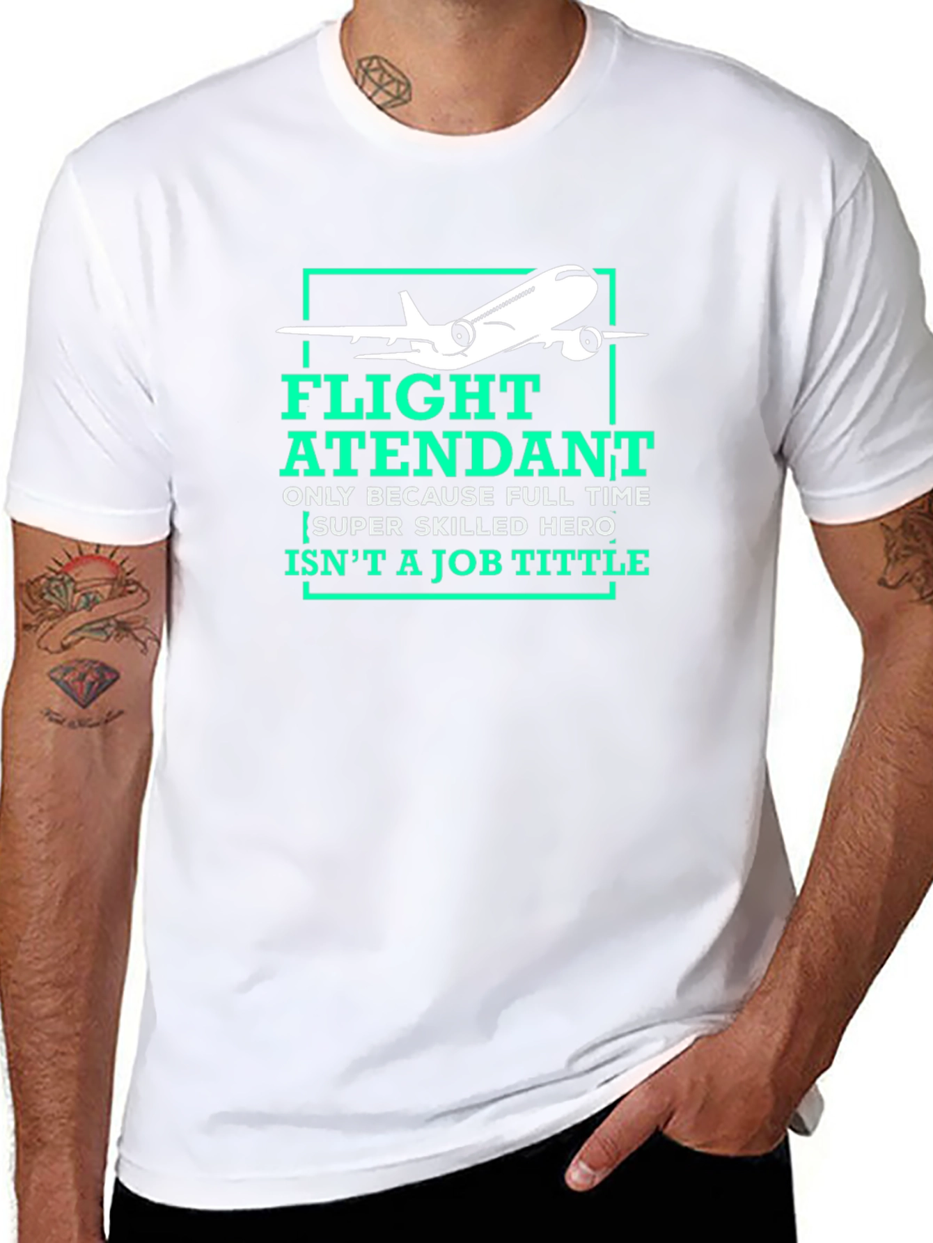 Flight Attendant Graphic Tee - Super Skilled Hero Tittle