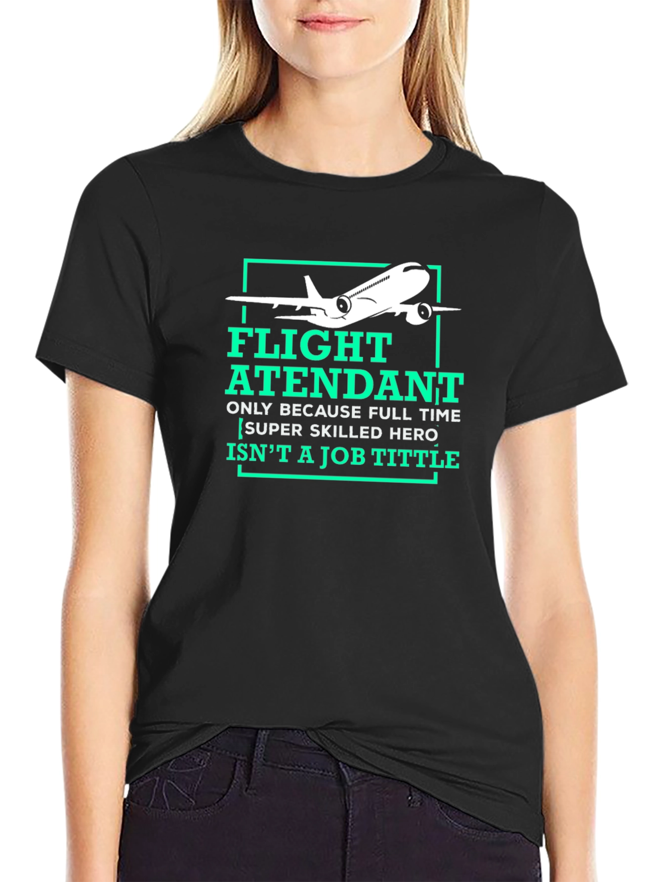 Flight Attendant Graphic Tee - Super Skilled Hero Tittle