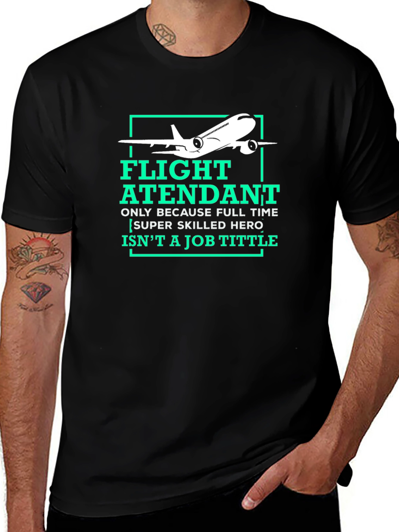 Flight Attendant Graphic Tee - Super Skilled Hero Tittle