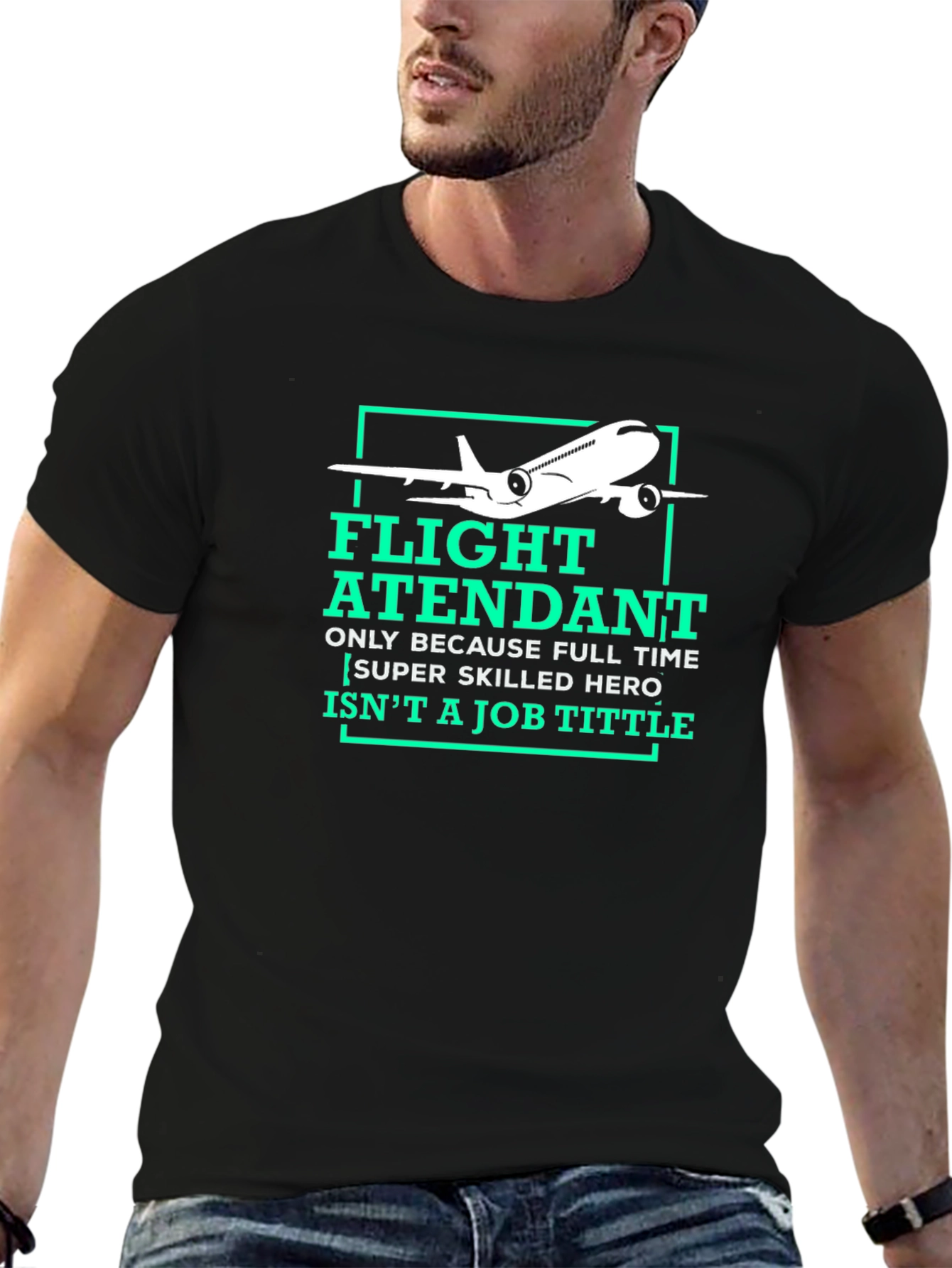 Flight Attendant Graphic Tee - Super Skilled Hero Tittle