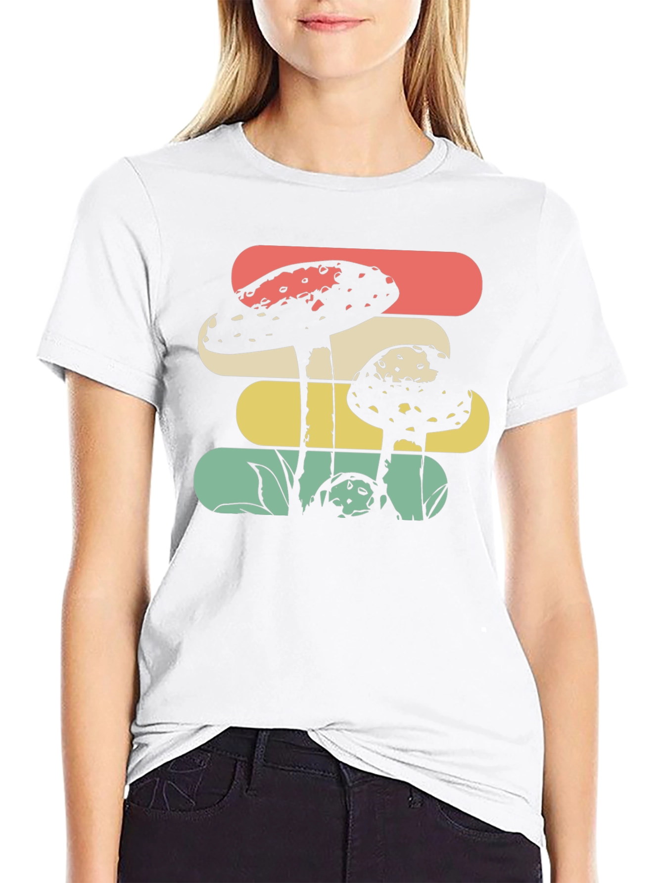 Retro Mushroom Graphic Tee - Black