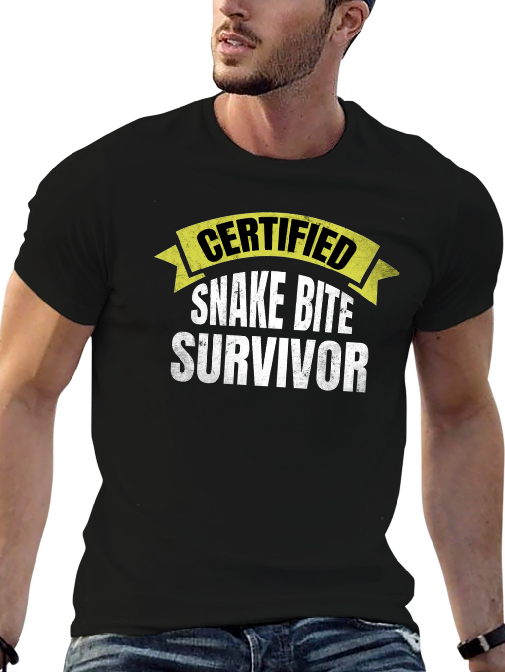 Certified Snake Bite Survivor Novelty T-Shirt