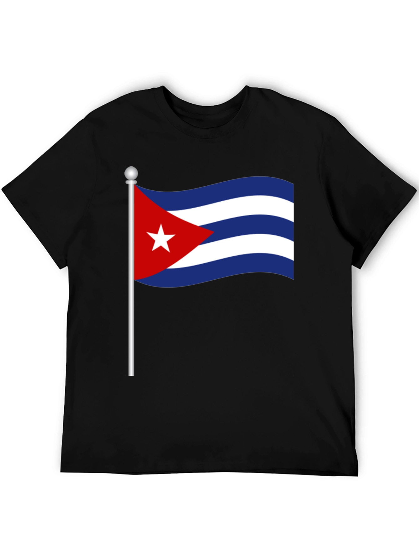 Cuba Flag T-Shirt - Black Crew Neck Tee