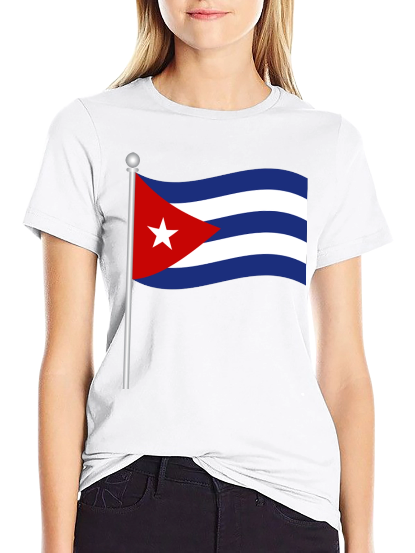 Cuba Flag T-Shirt - Black Crew Neck Tee