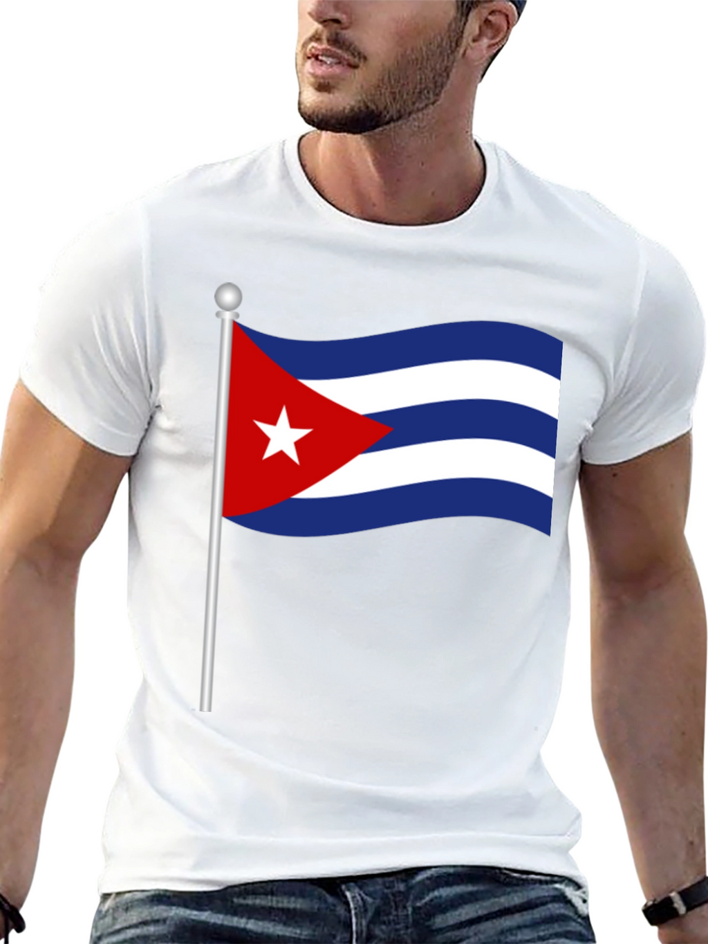Cuba Flag T-Shirt - Black Crew Neck Tee