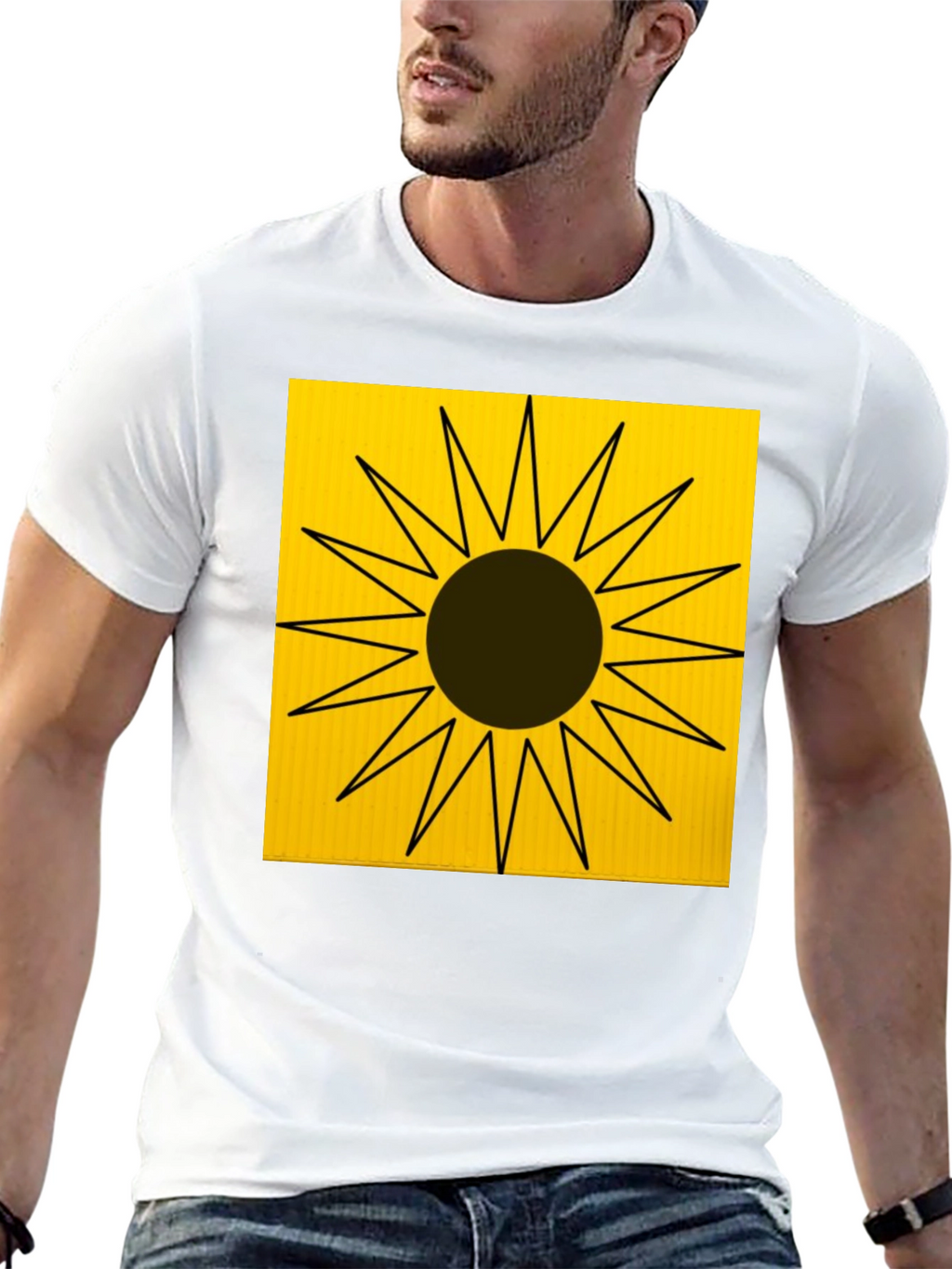 Abstract Sun Graphic Tee - Black