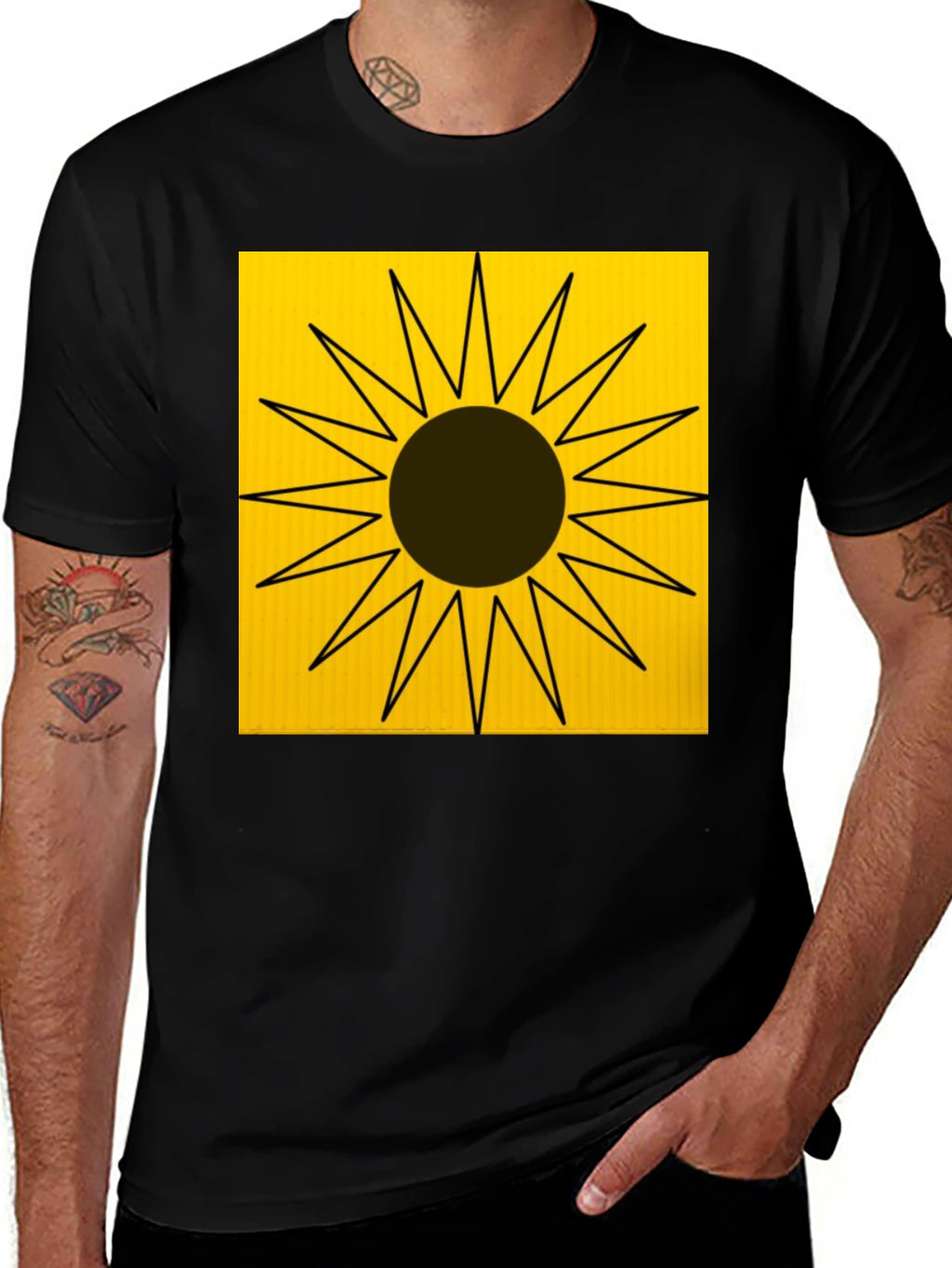 Abstract Sun Graphic Tee - Black