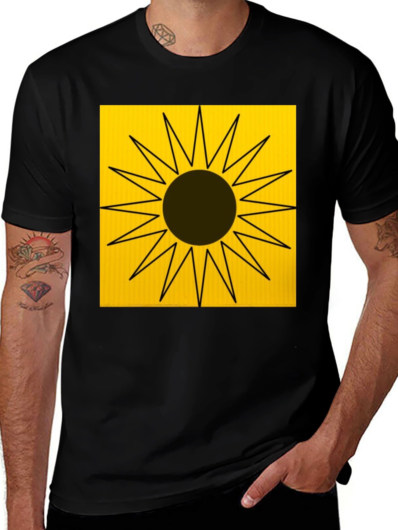 Abstract Sun Graphic Tee - Black