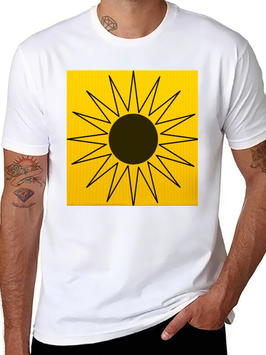 Abstract Sun Graphic Tee - Black