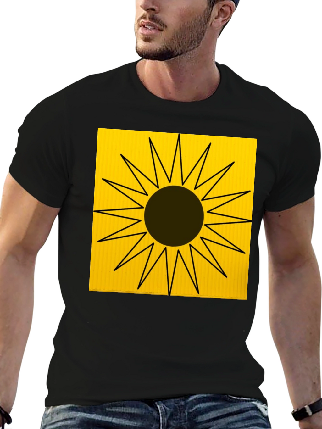 Abstract Sun Graphic Tee - Black