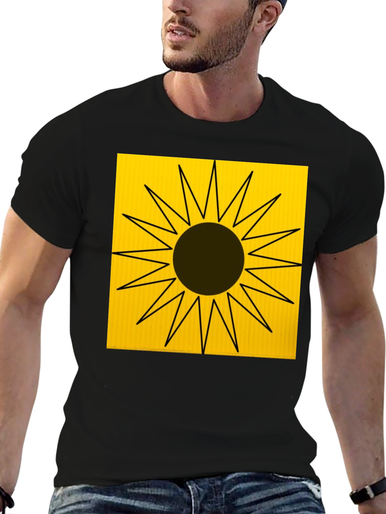 Abstract Sun Graphic Tee - Black