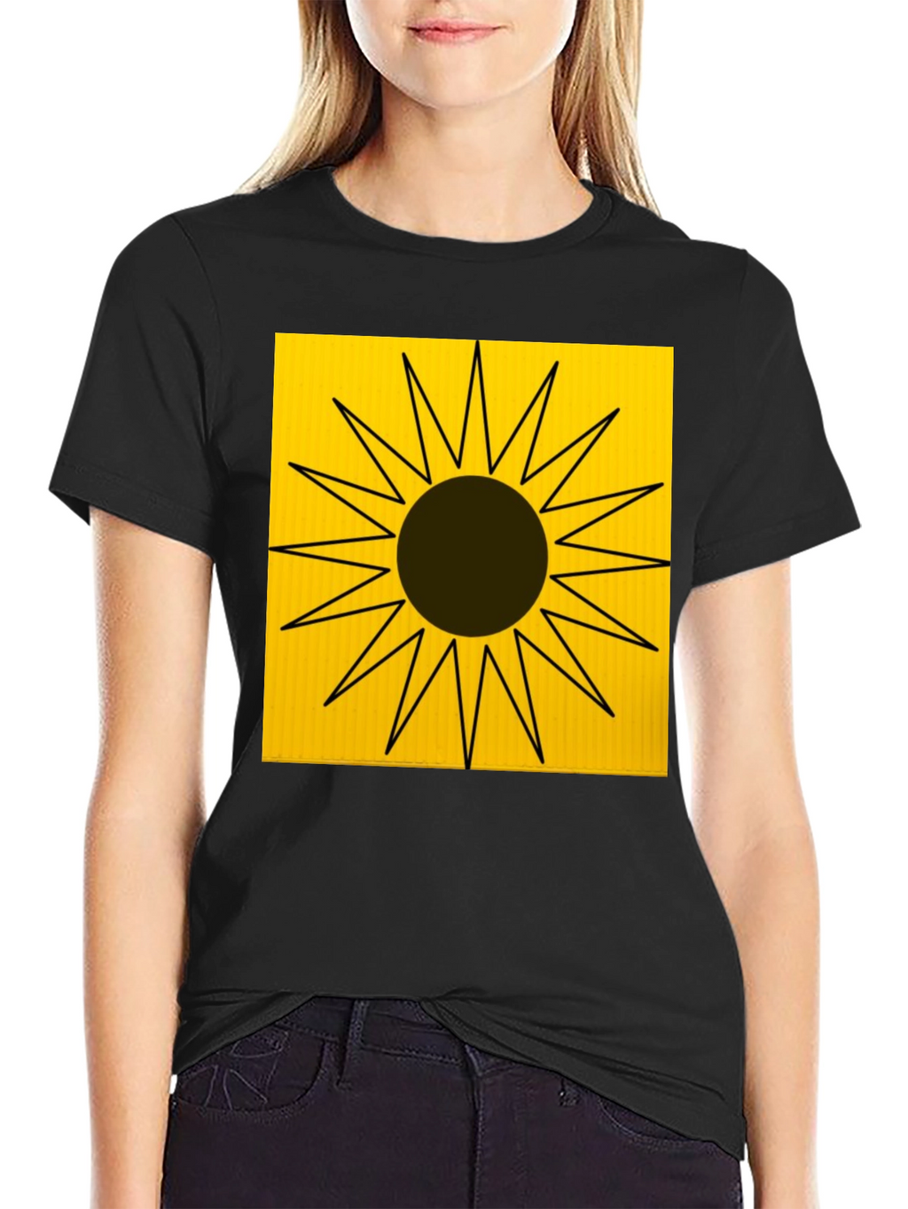 Abstract Sun Graphic Tee - Black