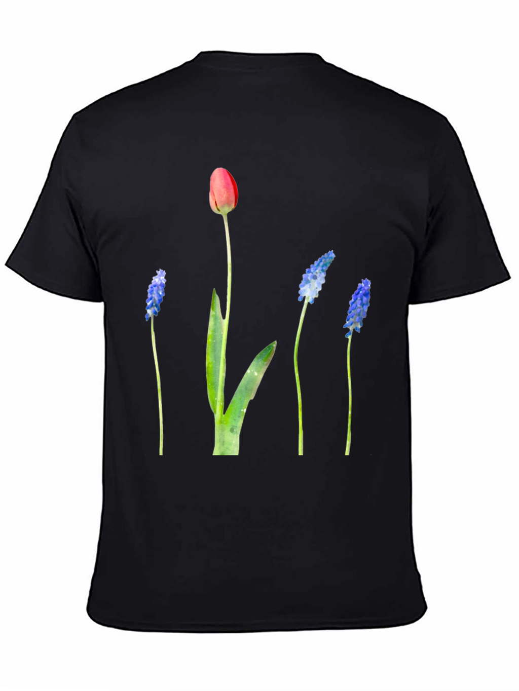 Floral Print Black T-Shirt - Stylish Botanical Design