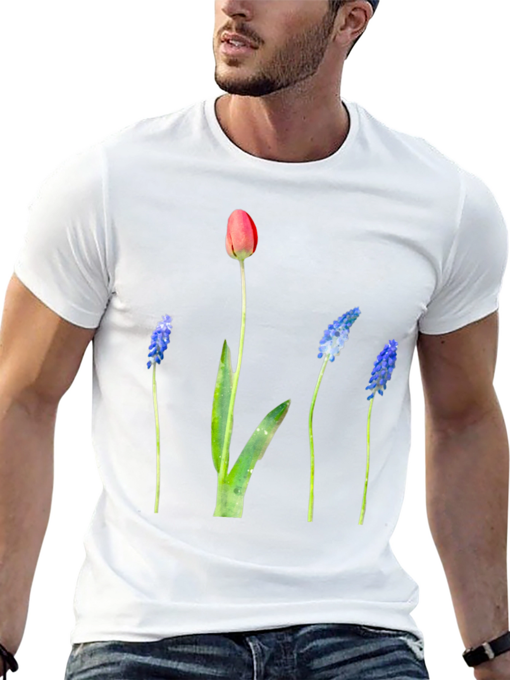 Floral Print Black T-Shirt - Stylish Botanical Design