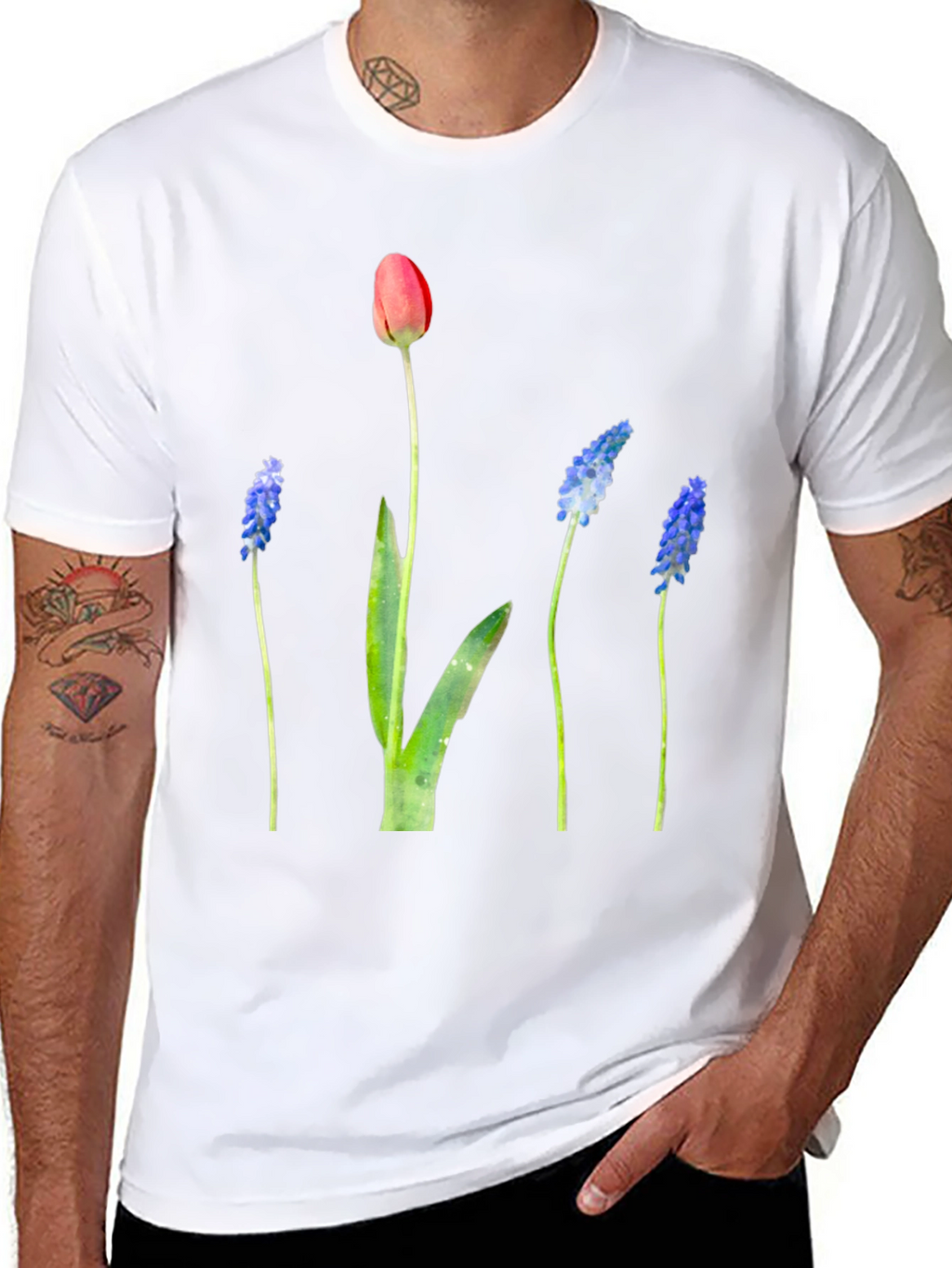 Floral Print Black T-Shirt - Stylish Botanical Design
