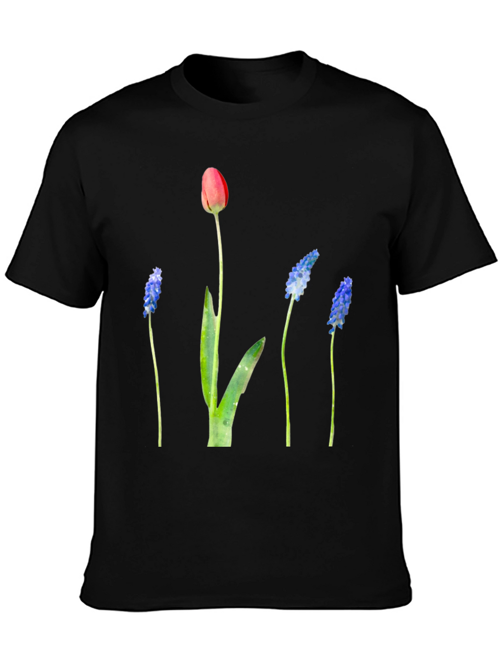 Floral Print Black T-Shirt - Stylish Botanical Design