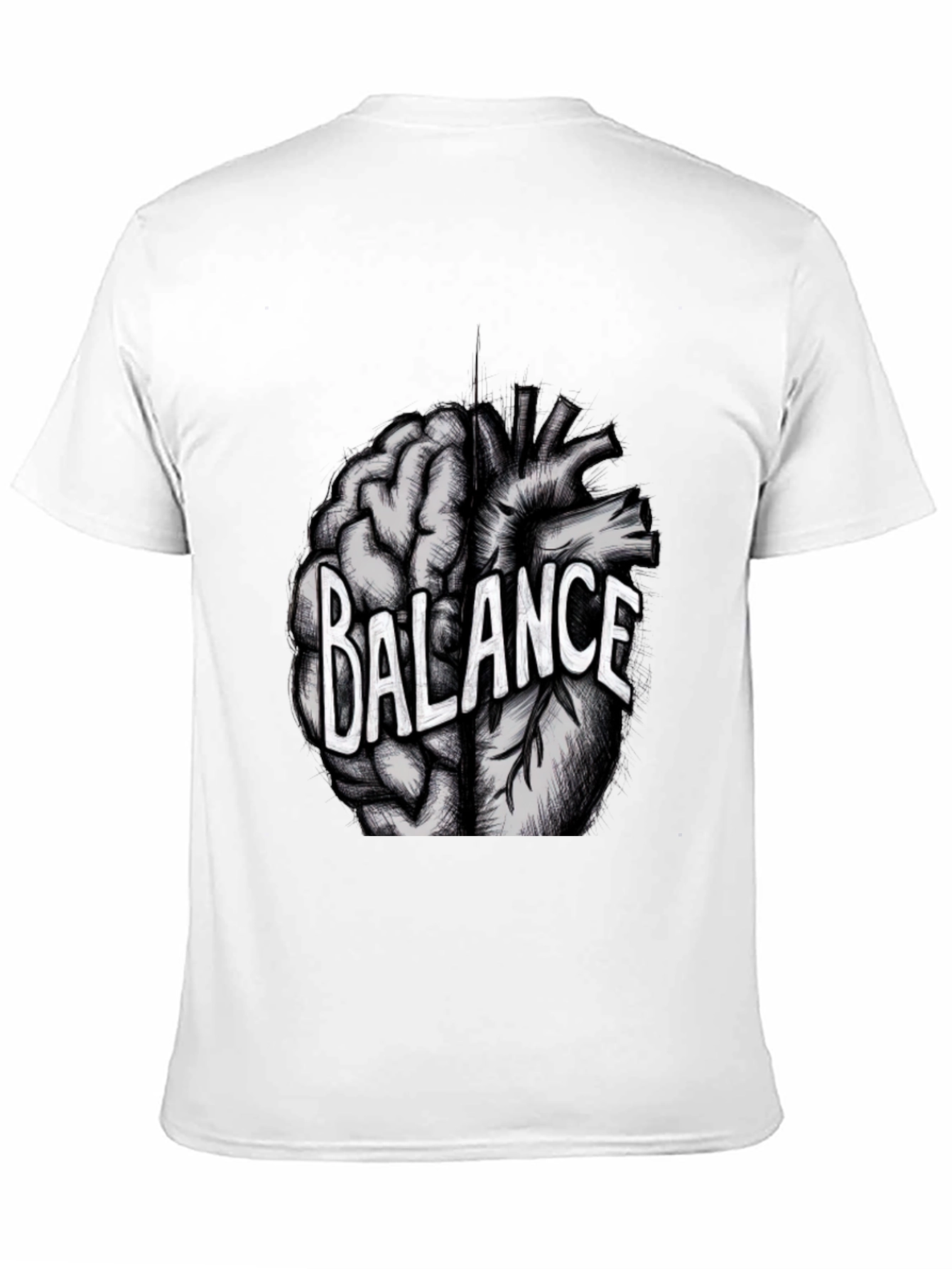 Balance Brain Heart Graphic Tee - Mens Black T-Shirt