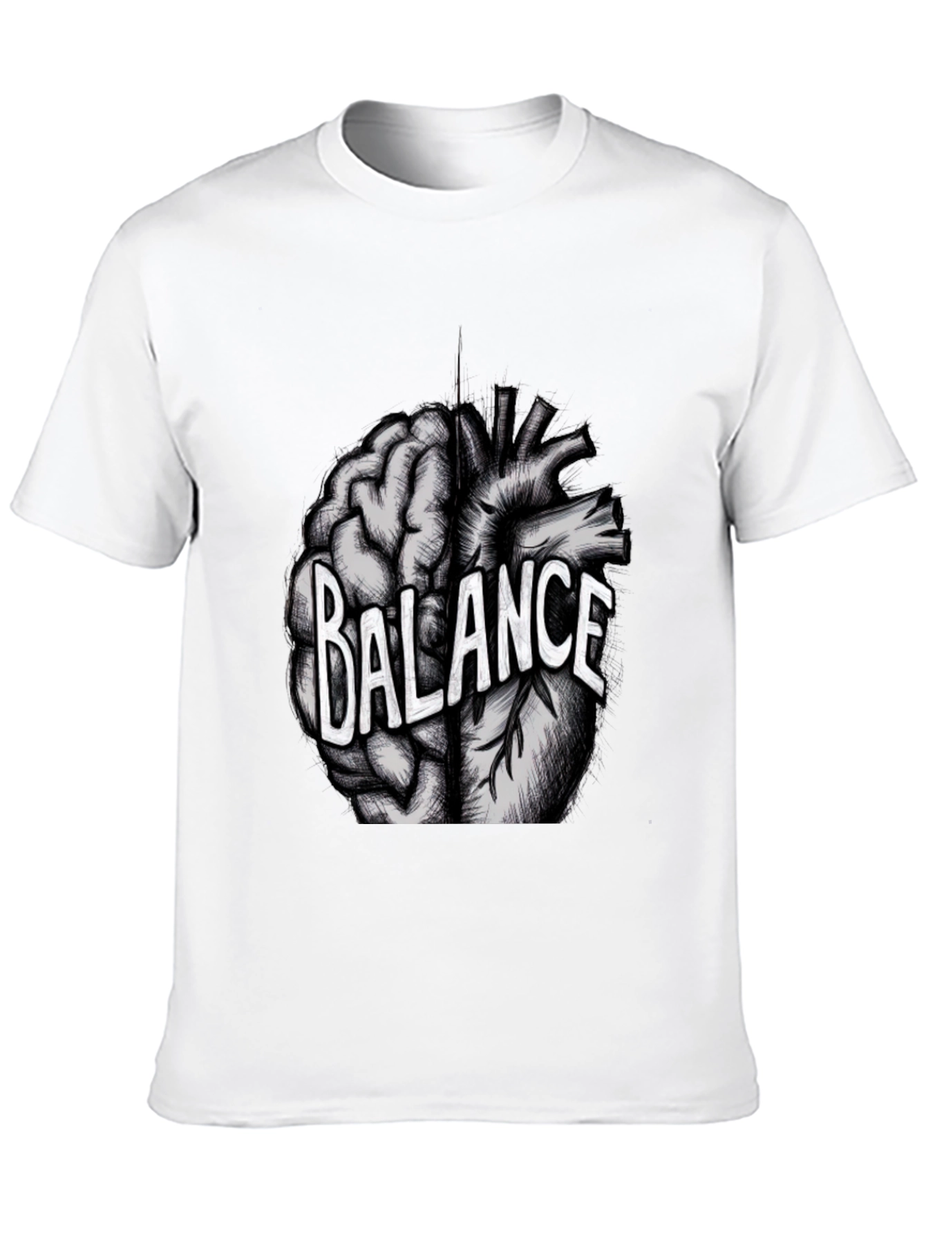 Balance Brain Heart Graphic Tee - Mens Black T-Shirt