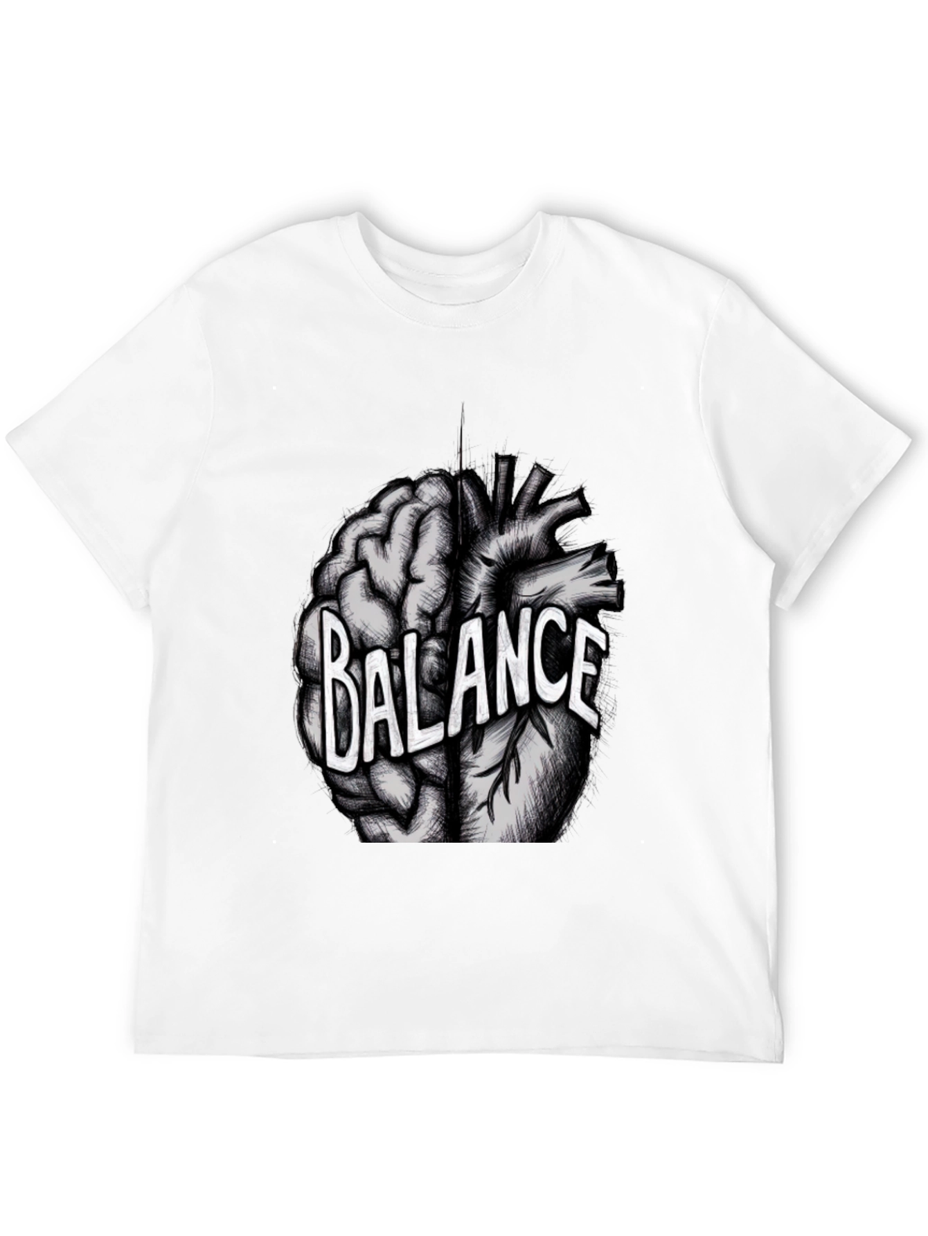 Balance Brain Heart Graphic Tee - Mens Black T-Shirt