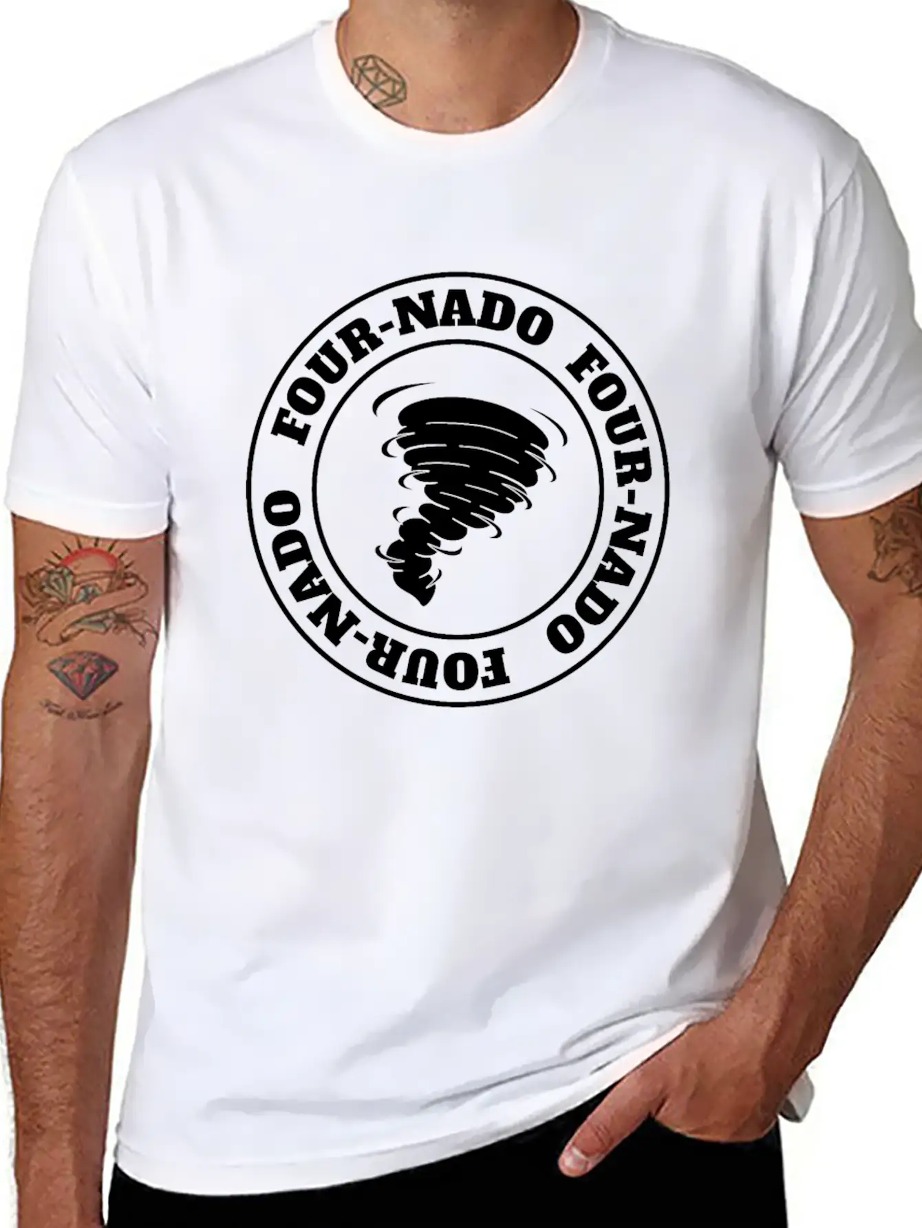 4th Birthday Tornado Theme Fournado Four Nado 4 Casual Graphic T-Shirt – Simple And Comfortable Daily Wear