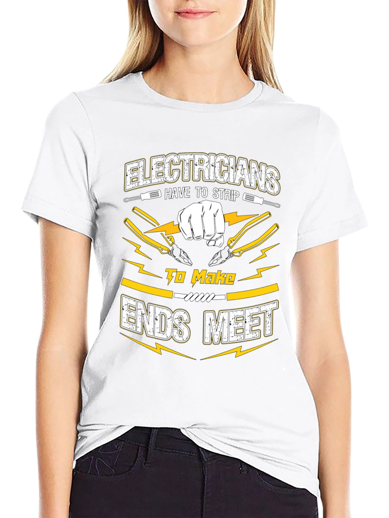Electrician Humor Graphic T-Shirt - Strip to Make Ends Meet