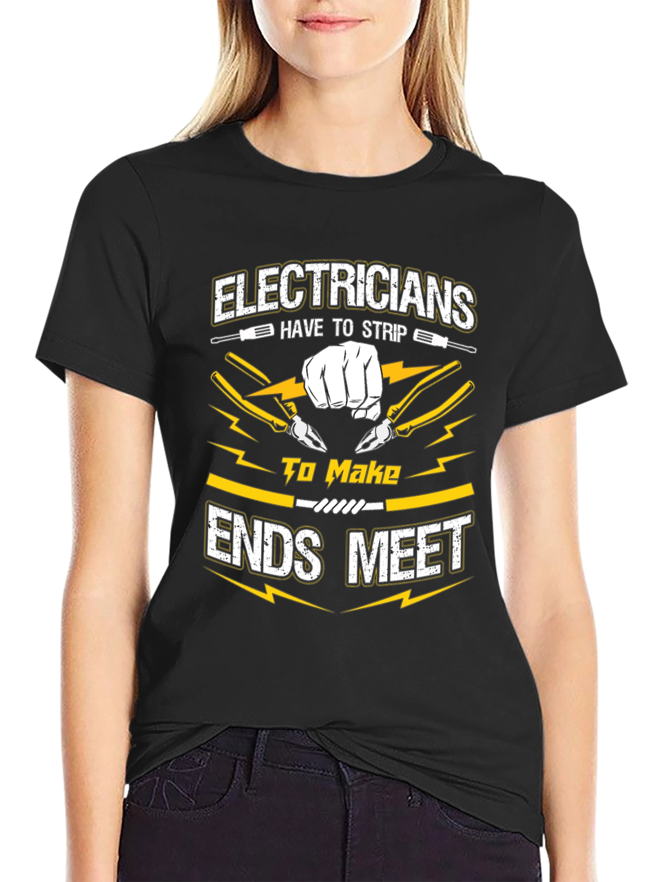 Electrician Humor Graphic T-Shirt - Strip to Make Ends Meet