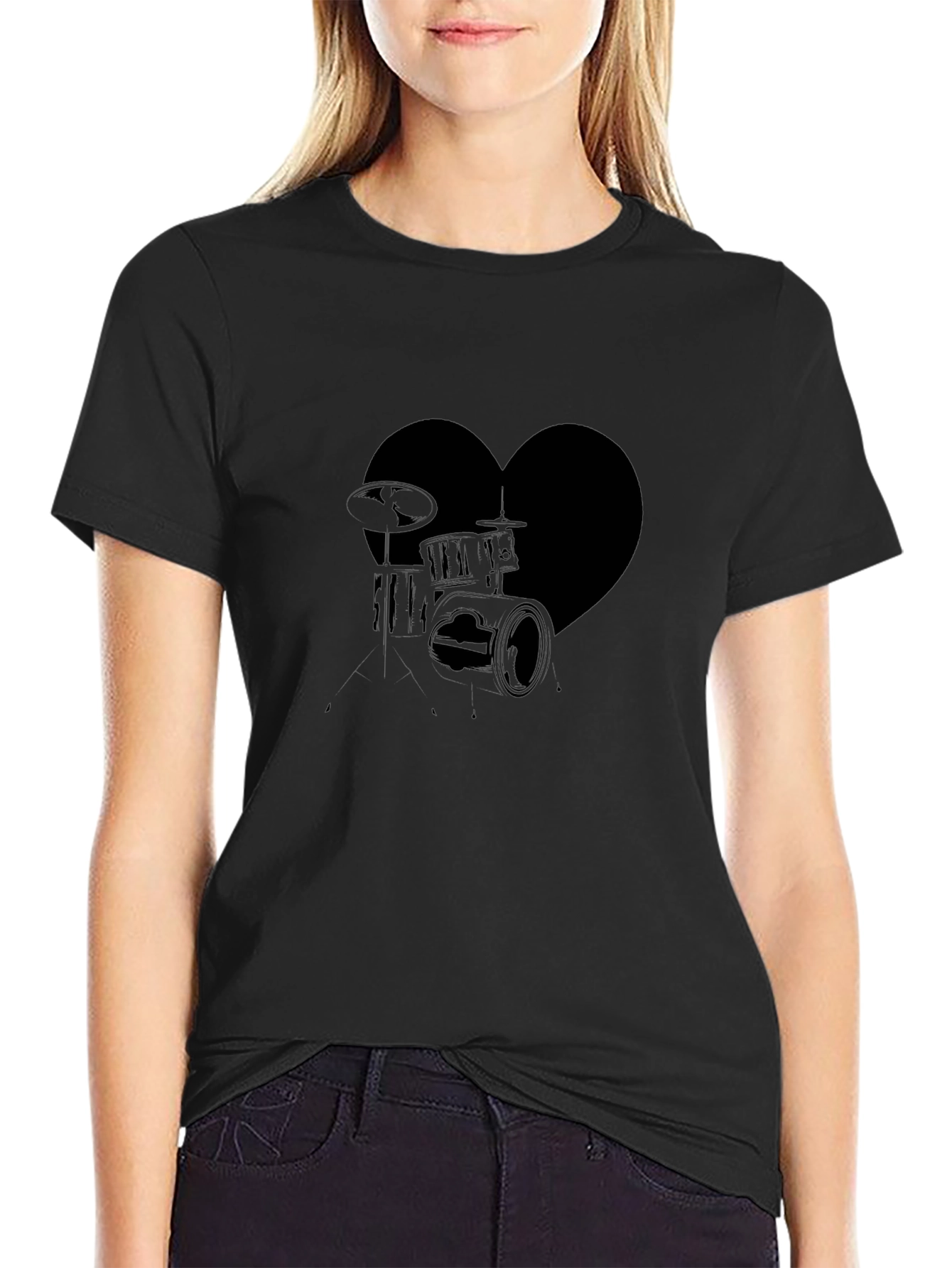 Heart Drums Graphic Tee - Music Lovers T-Shirt
