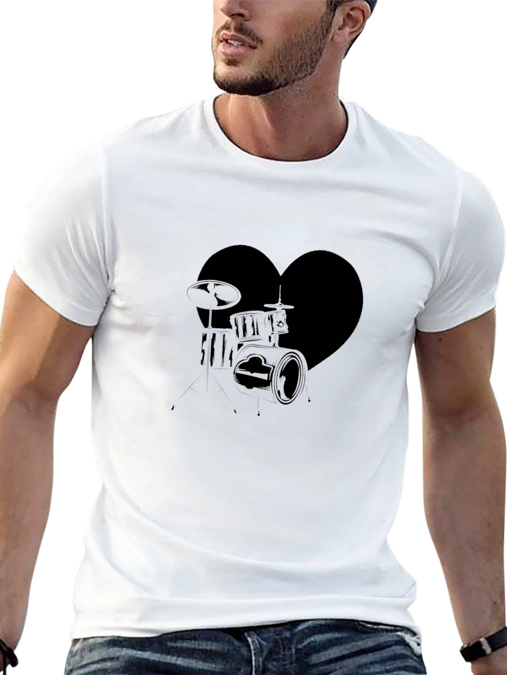 Heart Drums Graphic Tee - Music Lovers T-Shirt