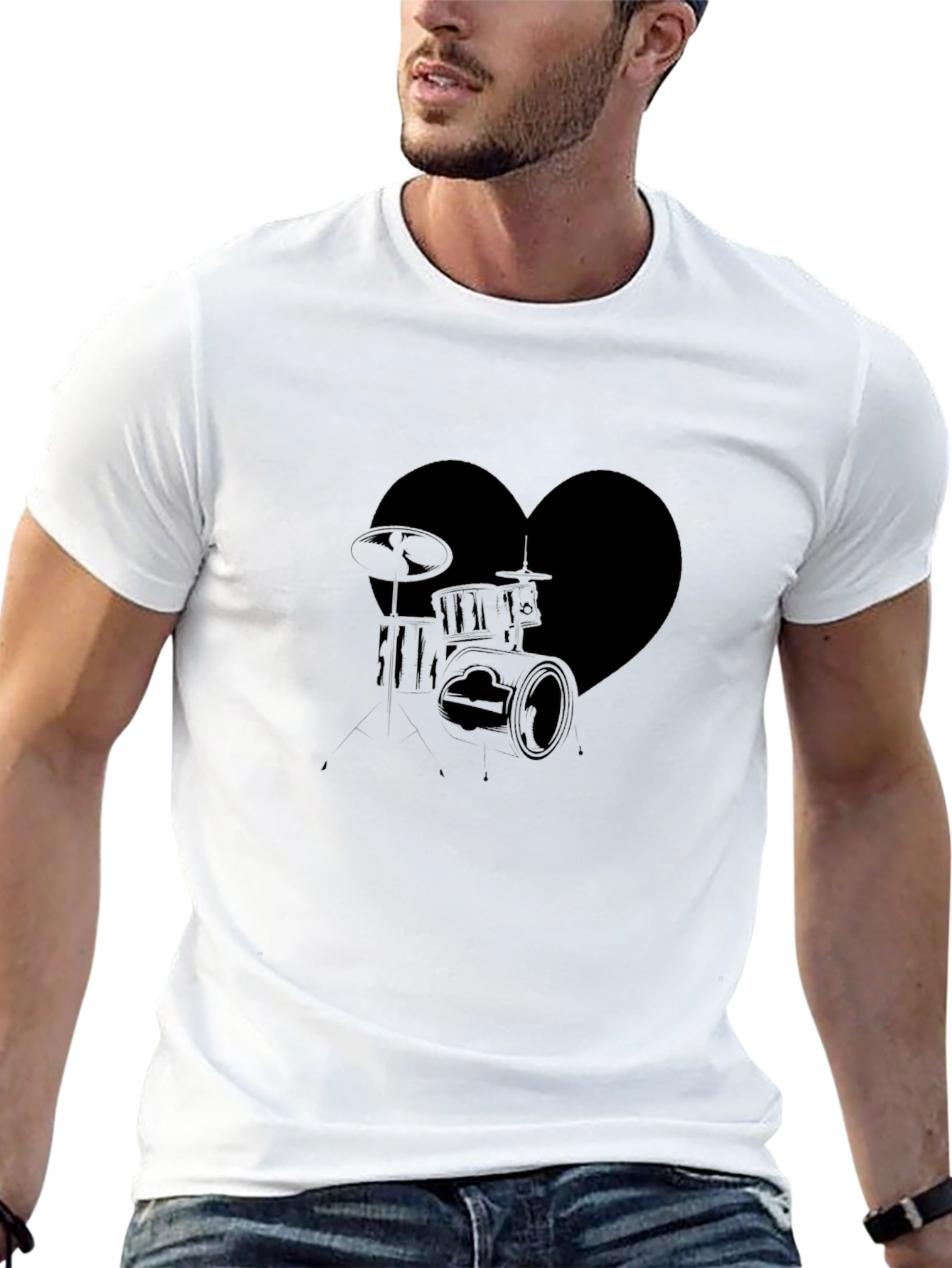 Heart Drums Graphic Tee - Music Lovers T-Shirt