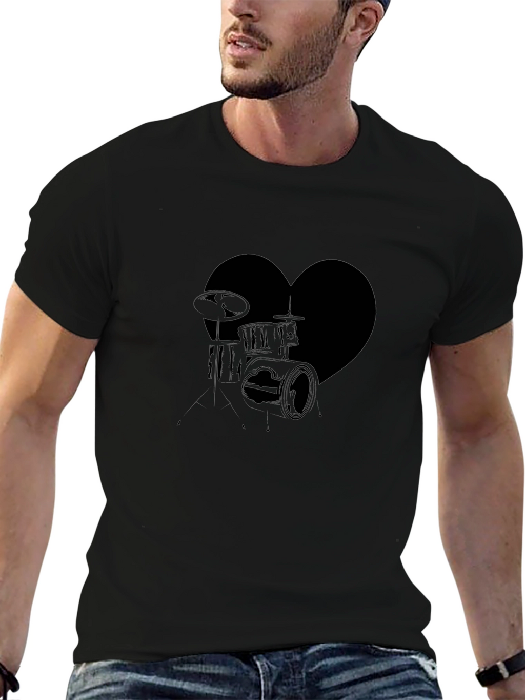 Heart Drums Graphic Tee - Music Lovers T-Shirt