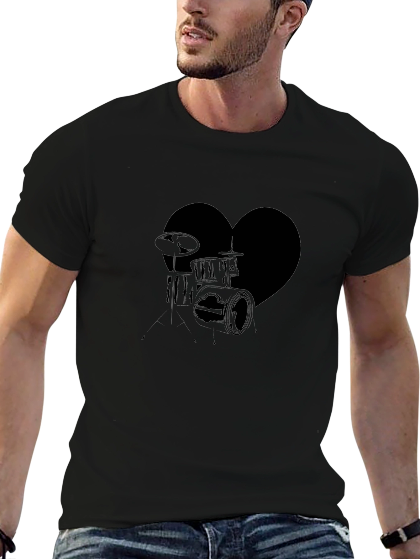 Heart Drums Graphic Tee - Music Lovers T-Shirt