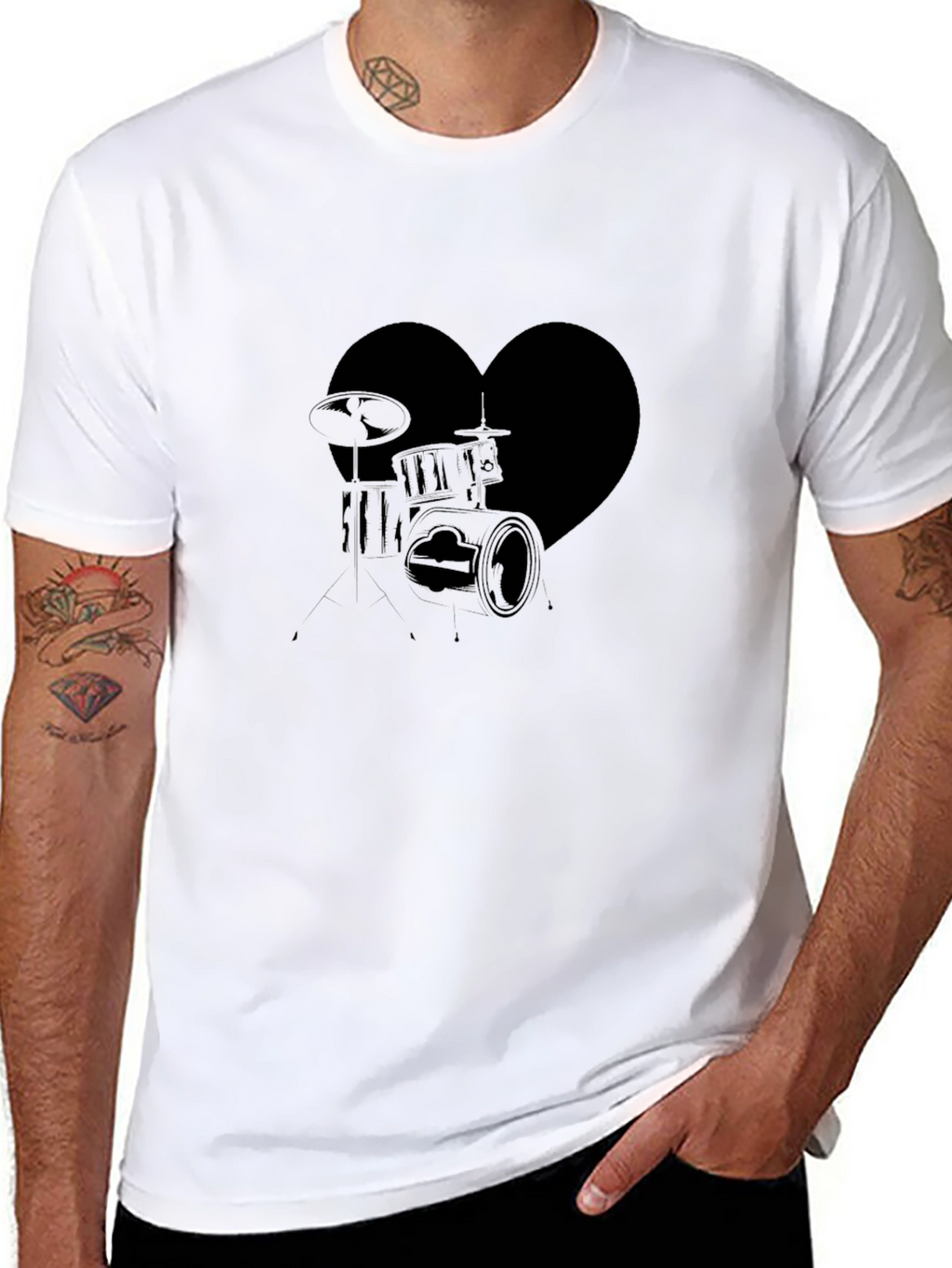 Heart Drums Graphic Tee - Music Lovers T-Shirt