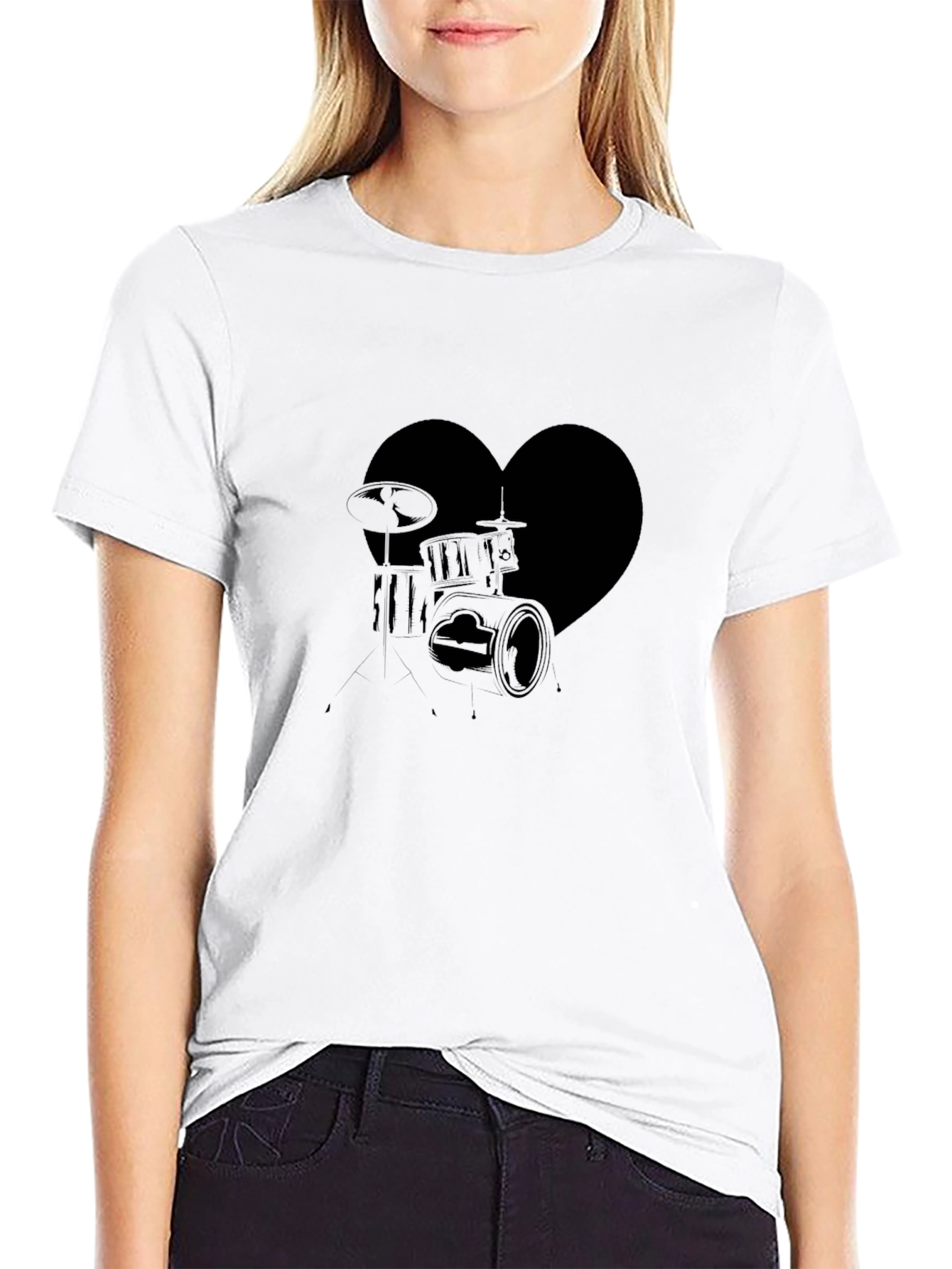 Heart Drums Graphic Tee - Music Lovers T-Shirt