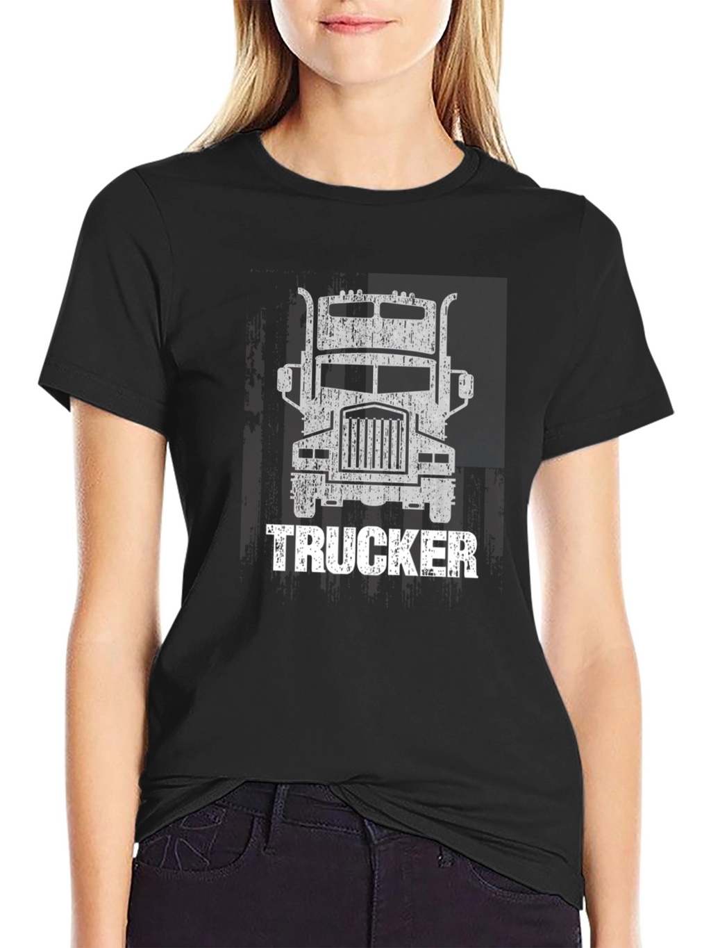 Trucker Graphic T-Shirt - Distressed Print